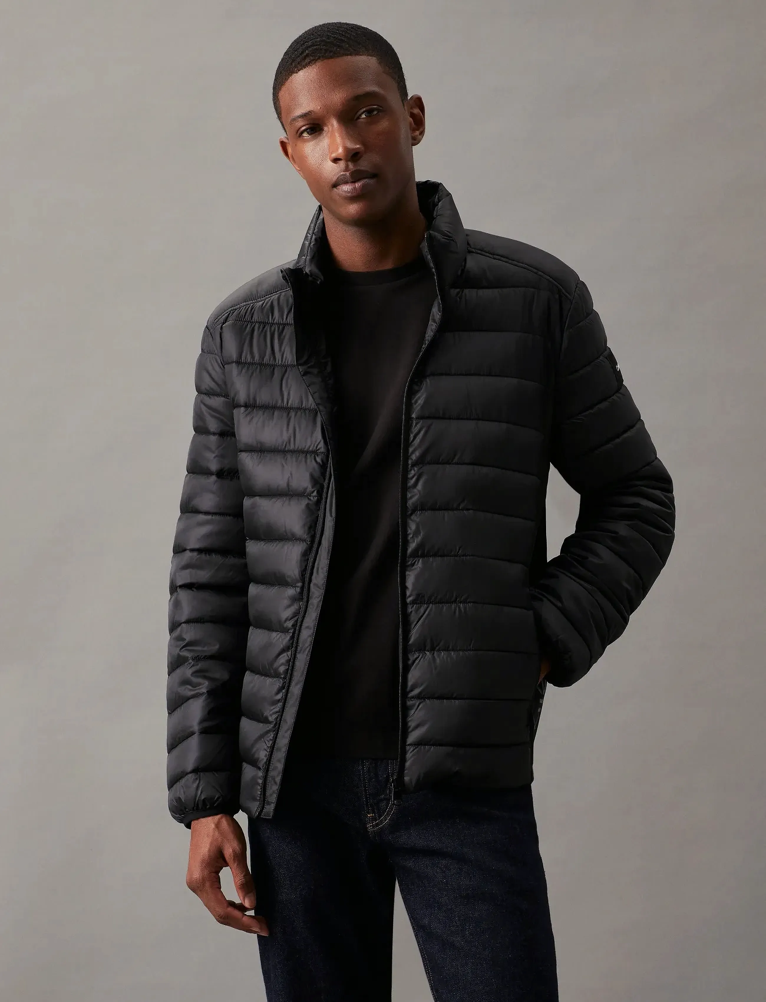 Calvin Klein Recycled Side Logo Jacket, Mænd, Dynejakke, Sort, Str: XL