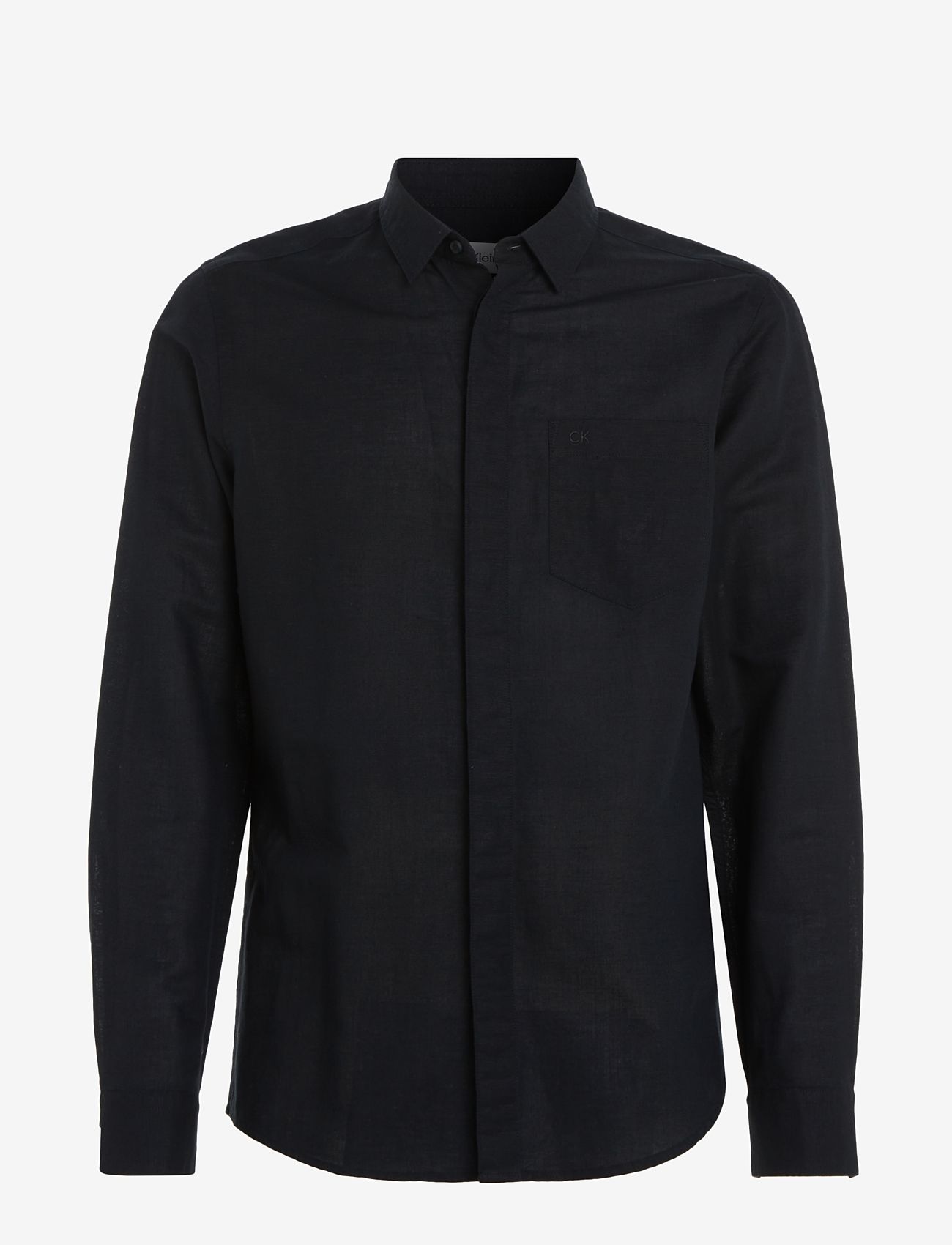 Calvin Klein - LINEN COTTON REGULAR SHIRT - linneskjortor - ck black - 0