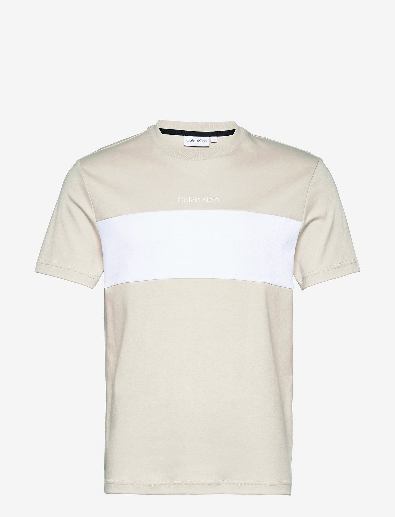 Calvin Klein - COLOR BLOCKING LOGO T-SHIRT - colorblock stony beige/white - 0