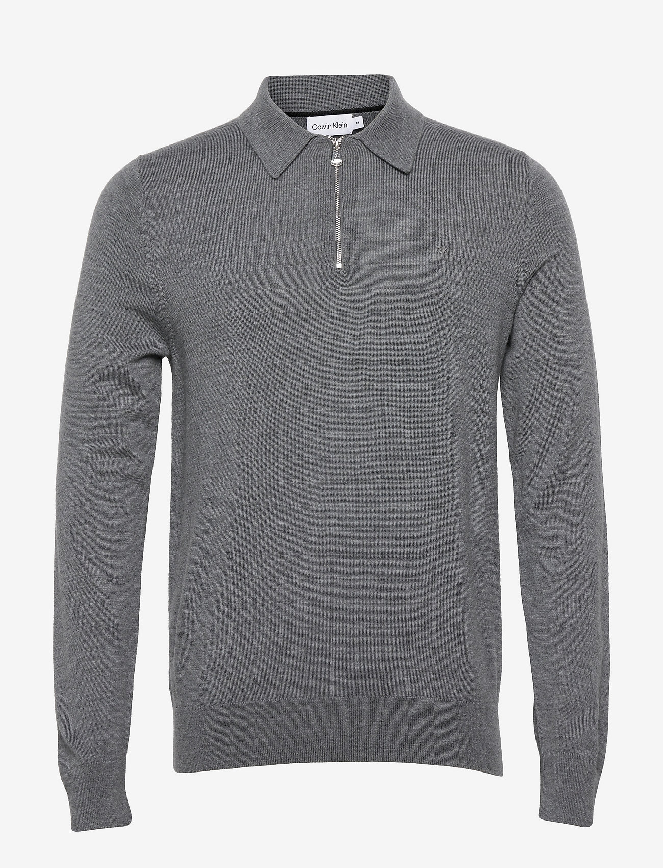 Calvin Klein - SUPERIOR WOOL QUARTER ZIP POLO - mid grey heather - 0