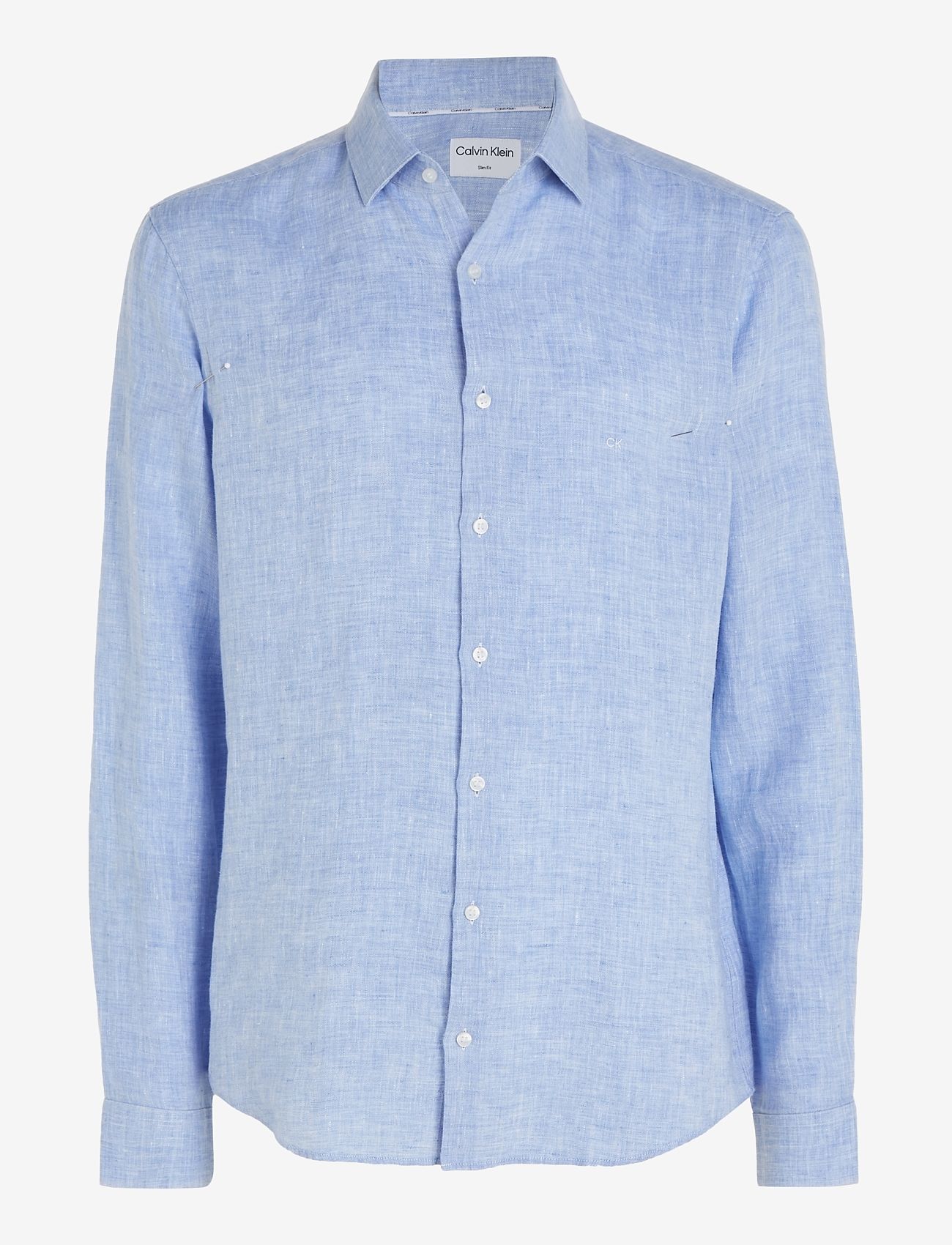 Calvin Klein - LINEN SOLID SLIM SHIRT - linen shirts - blue - 1