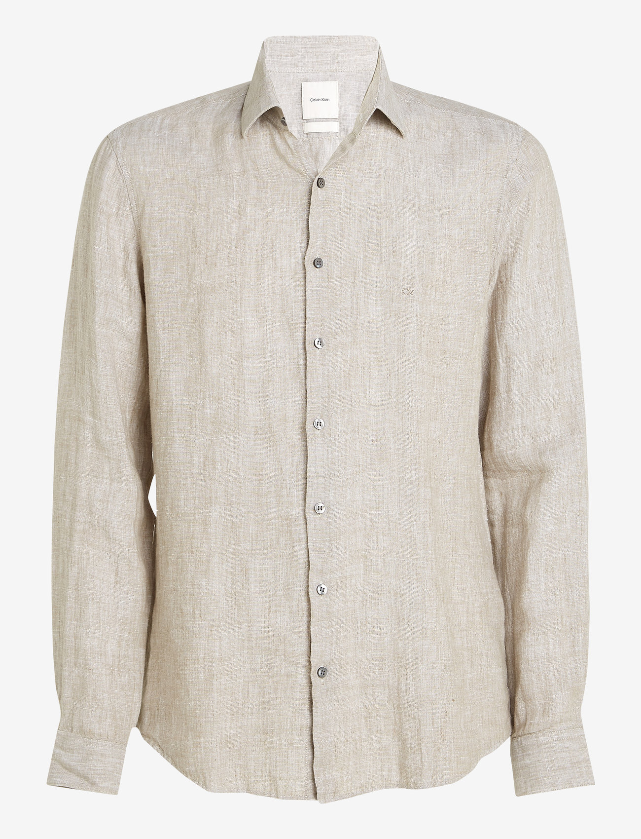 Calvin Klein - LINEN SOLID SLIM SHIRT - hørskjorter - delta green - 0