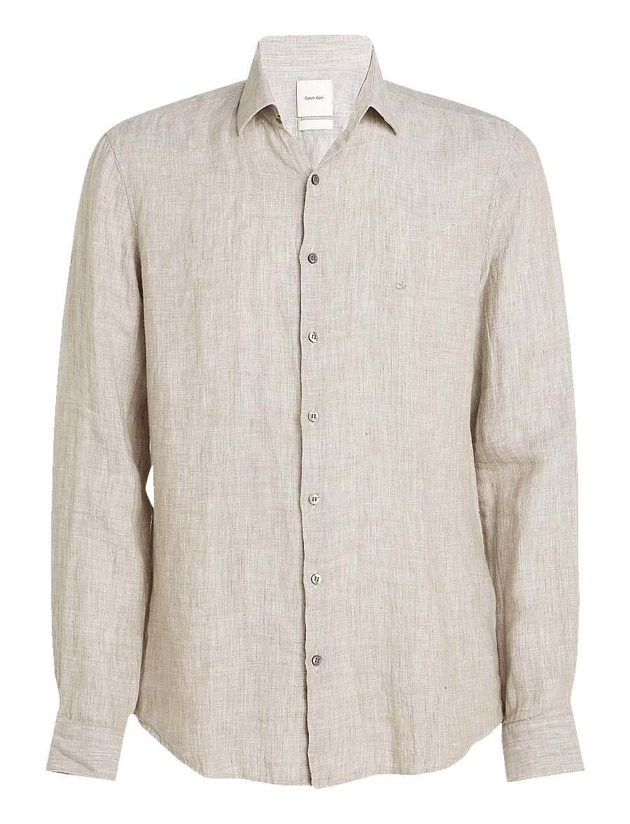 Calvin Klein - LINEN SOLID SLIM SHIRT - leinenhemden - delta green - 1