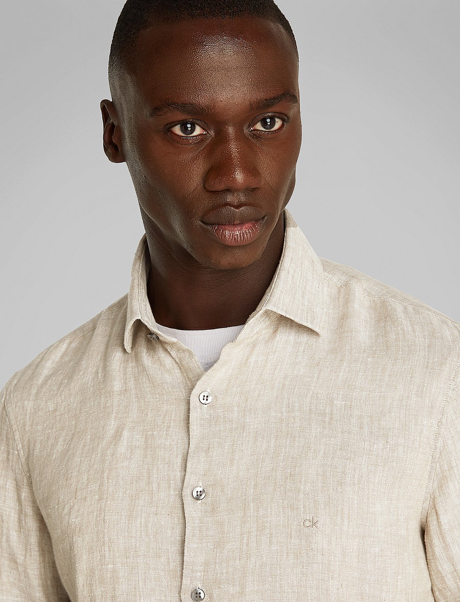 Calvin Klein - LINEN SOLID SLIM SHIRT - leinenhemden - delta green - 3