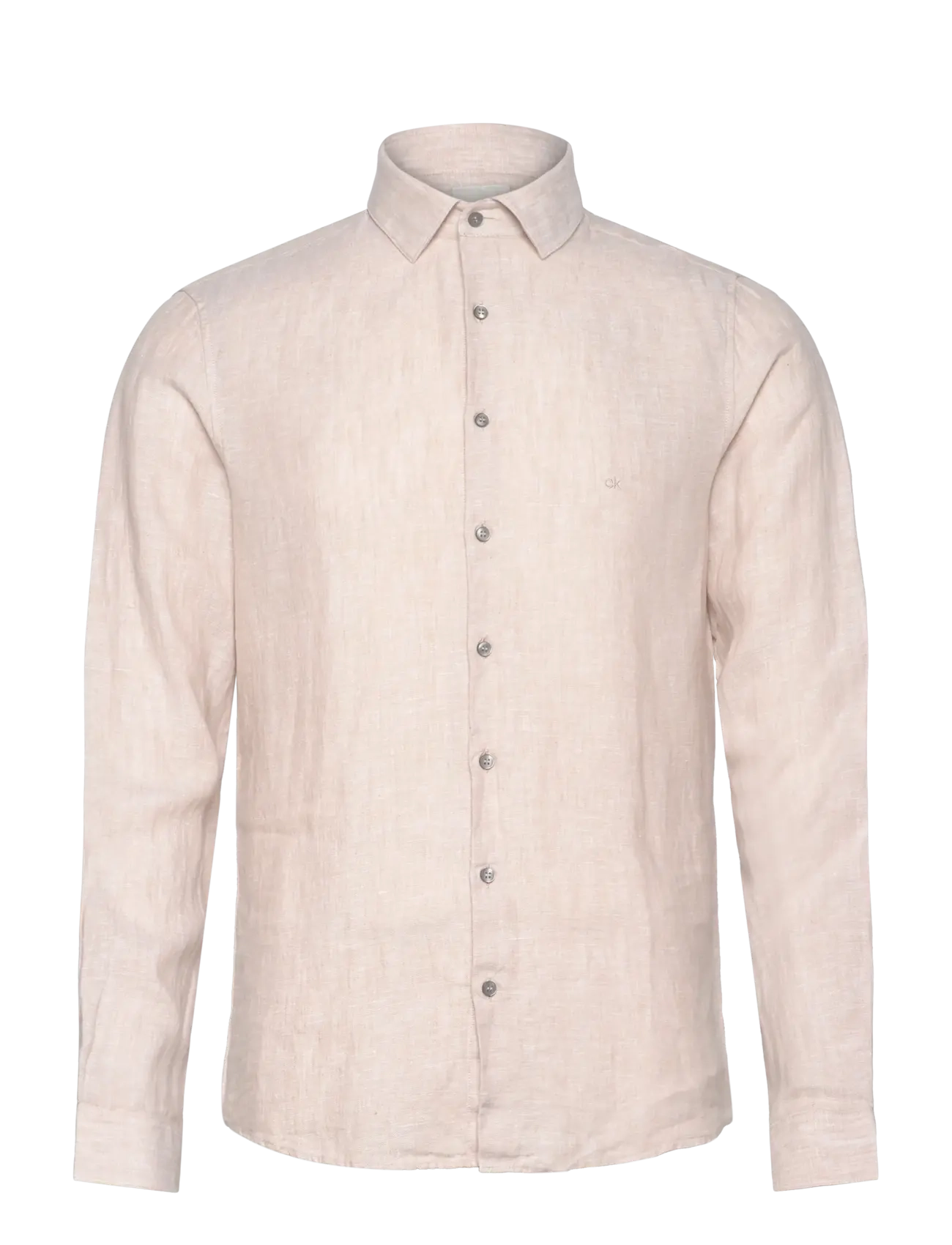CALVIN KLEIN Linen Solid Slim Shirt Beige - 41 - Herren