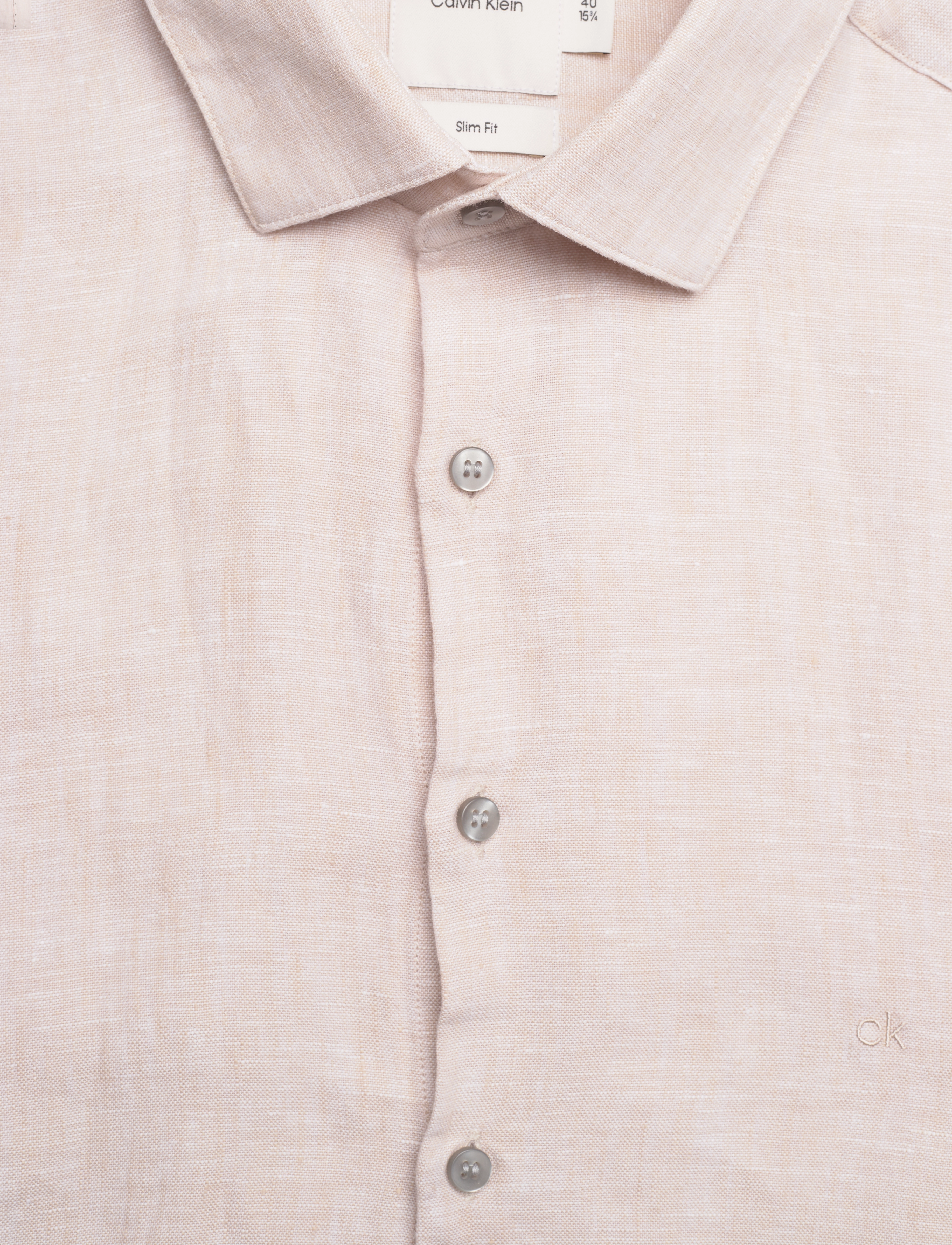 Calvin Klein - LINEN SOLID SLIM SHIRT - linnen overhemden - stony beige - 2