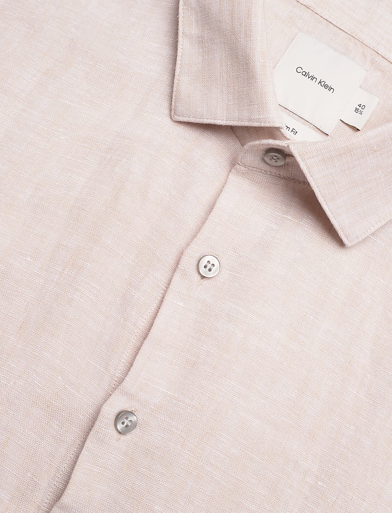 Calvin Klein - LINEN SOLID SLIM SHIRT - linen shirts - stony beige - 3