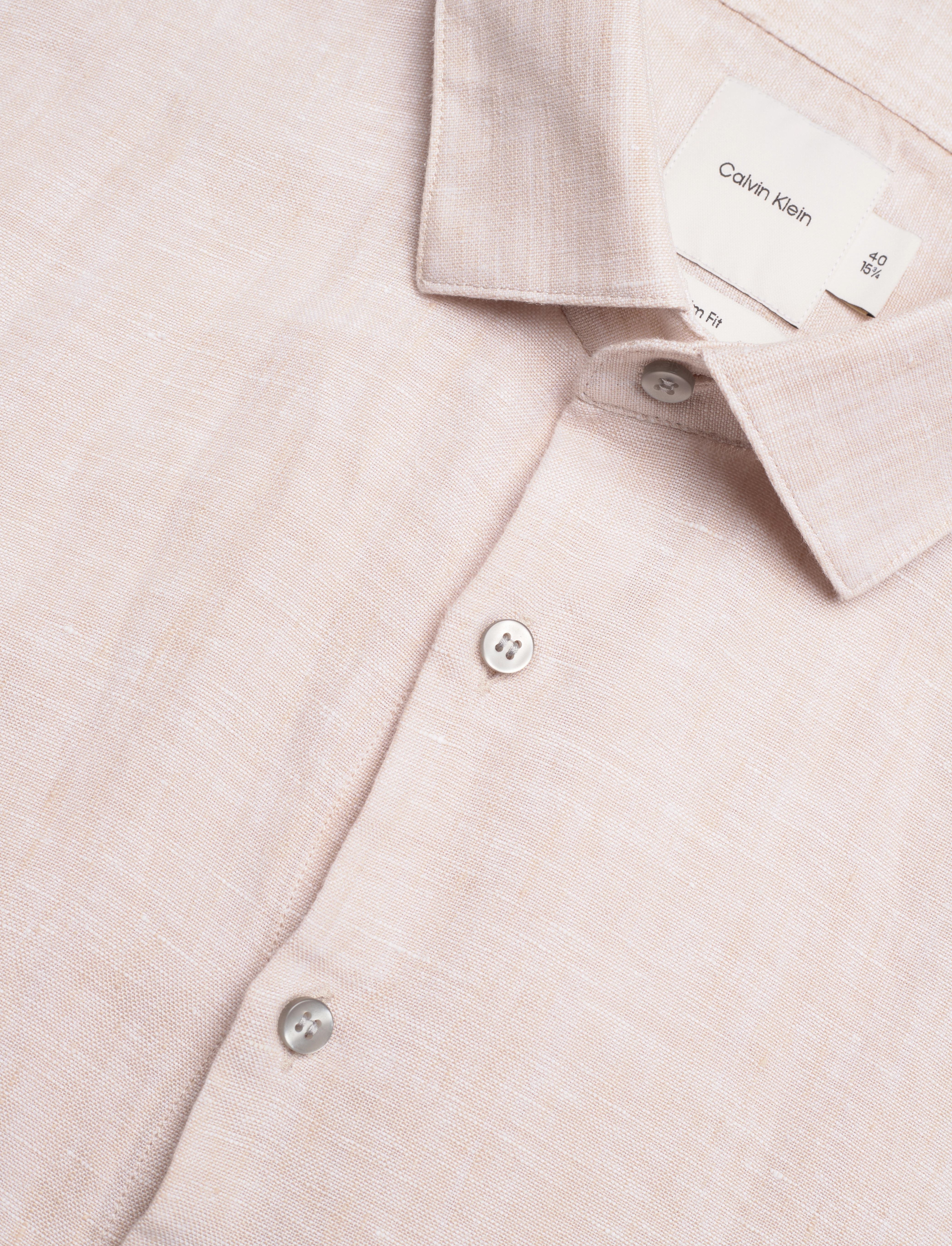 Calvin Klein - LINEN SOLID SLIM SHIRT - linnen overhemden - stony beige - 3