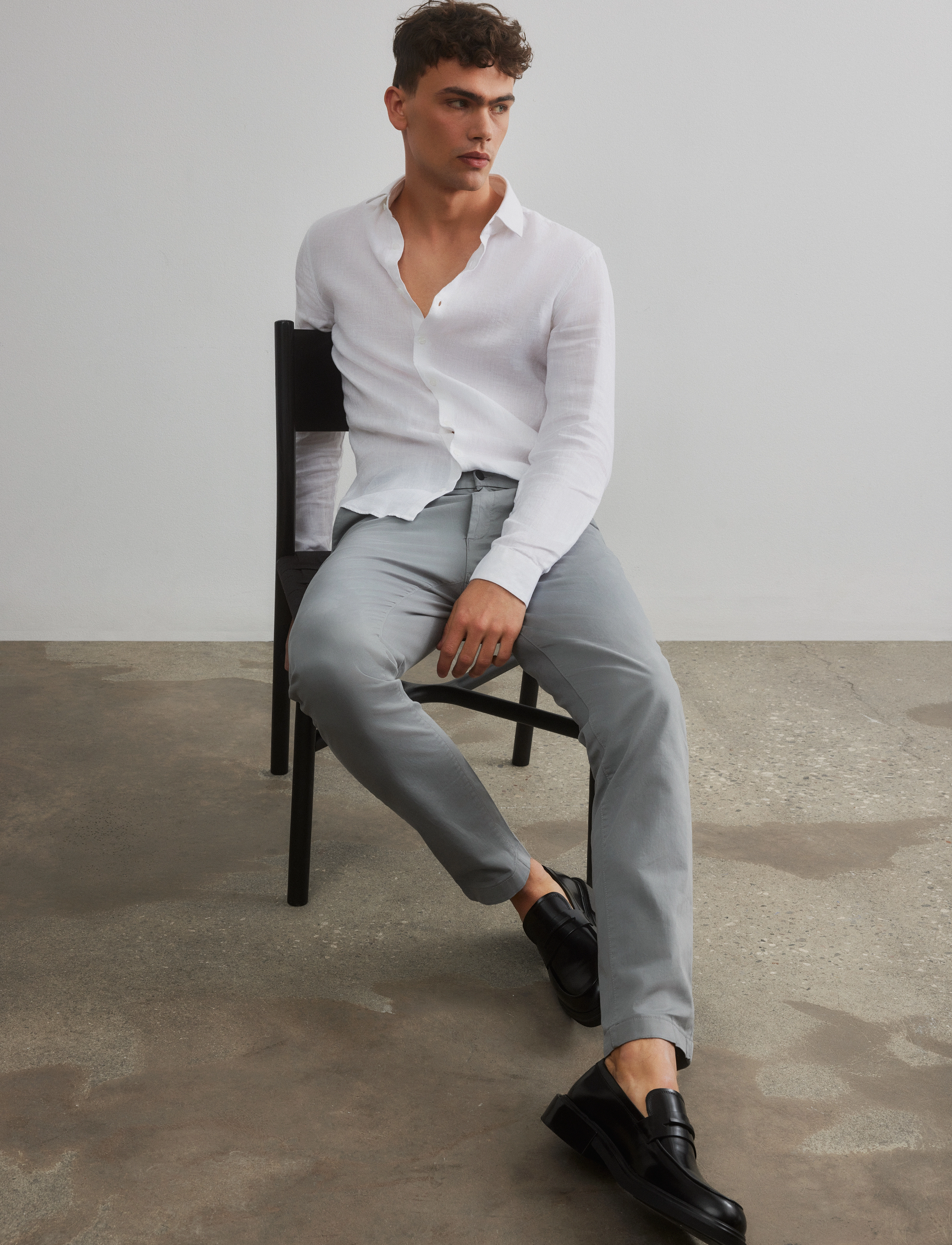 Calvin Klein - LINEN SOLID SLIM SHIRT - linasest riidest särgid - white - 3