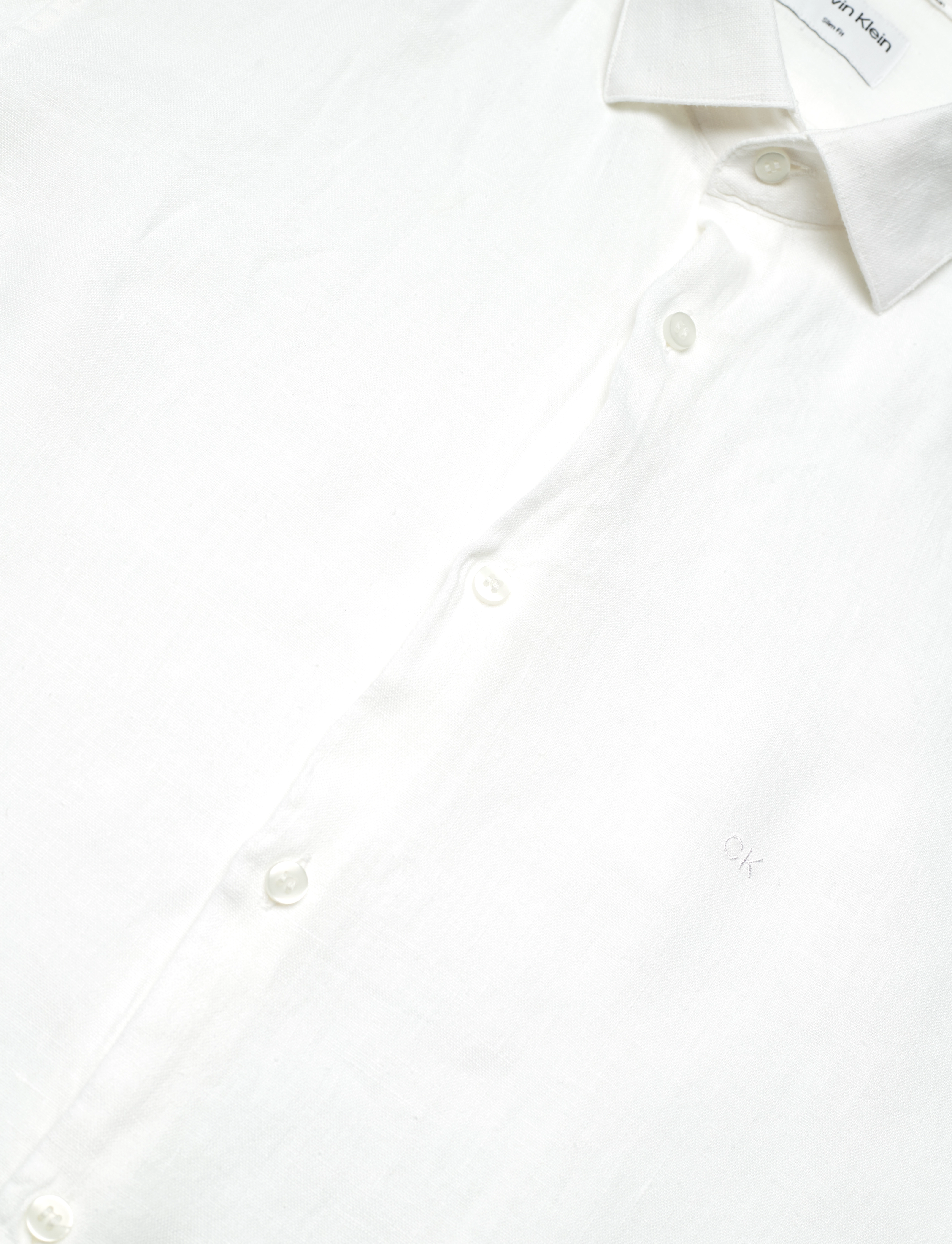 Calvin Klein - LINEN SOLID SLIM SHIRT - linasest riidest särgid - white - 5
