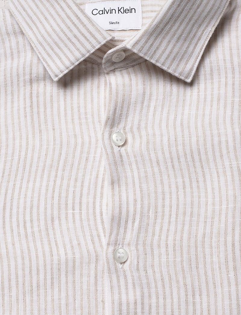 Calvin Klein - LINEN STRIPE SLIM SHIRT - stony beige - 2