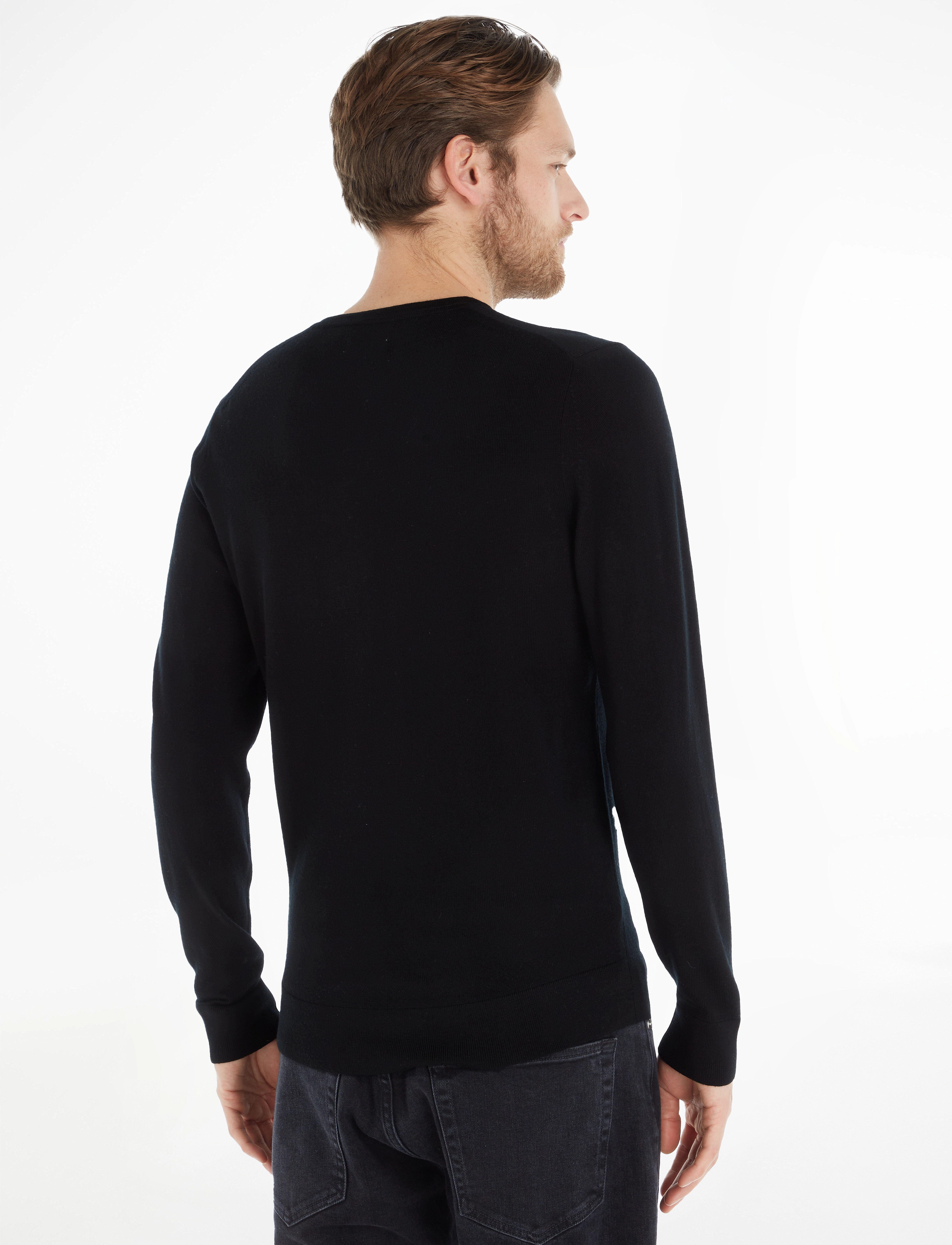 Calvin Klein - SUPERIOR WOOL CREW NECK SWEATER - ck black - 3