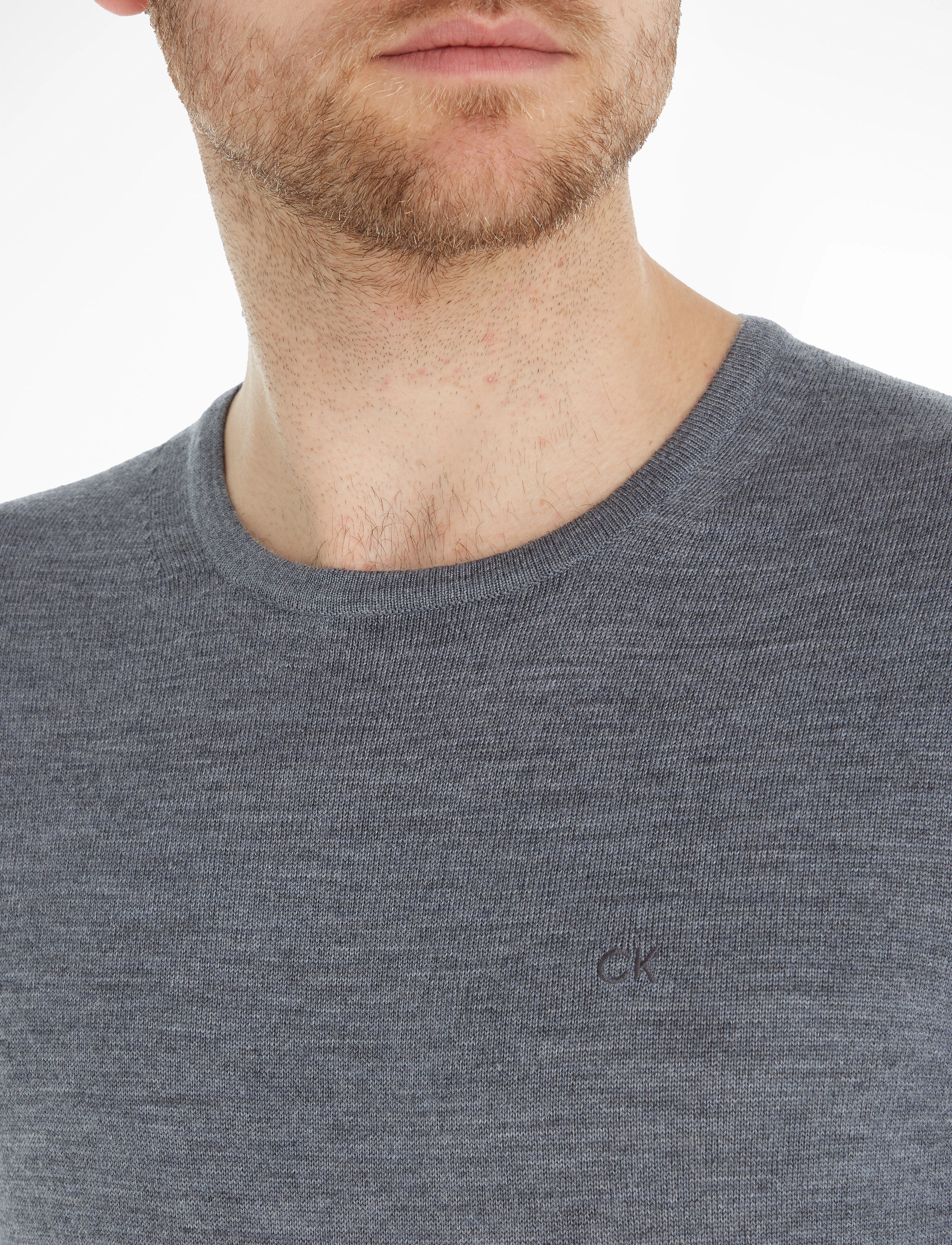 Calvin Klein - SUPERIOR WOOL CREW NECK SWEATER - mid grey heather - 3