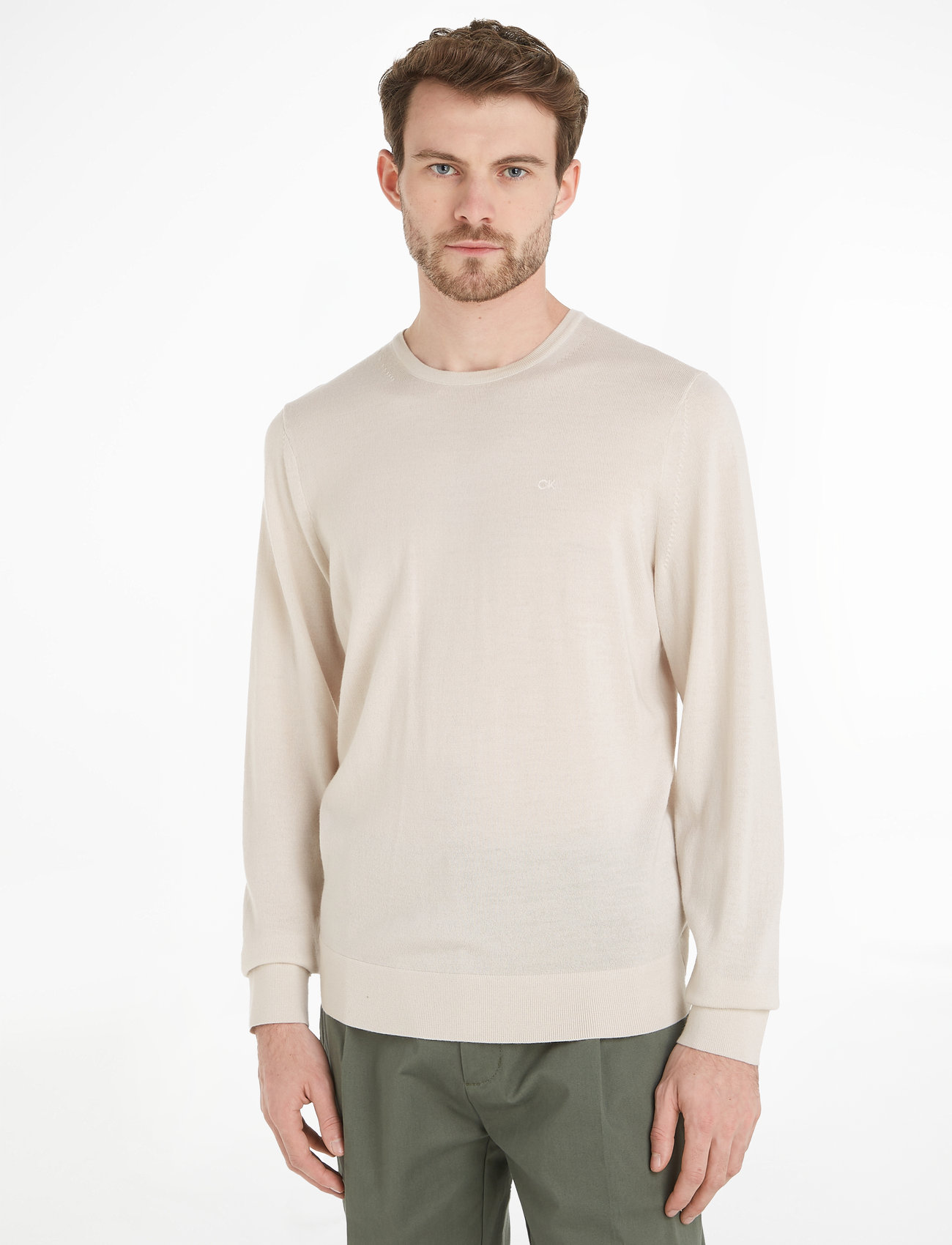 Calvin Klein - SUPERIOR WOOL CREW NECK SWEATER - trøjer - stony beige - 1