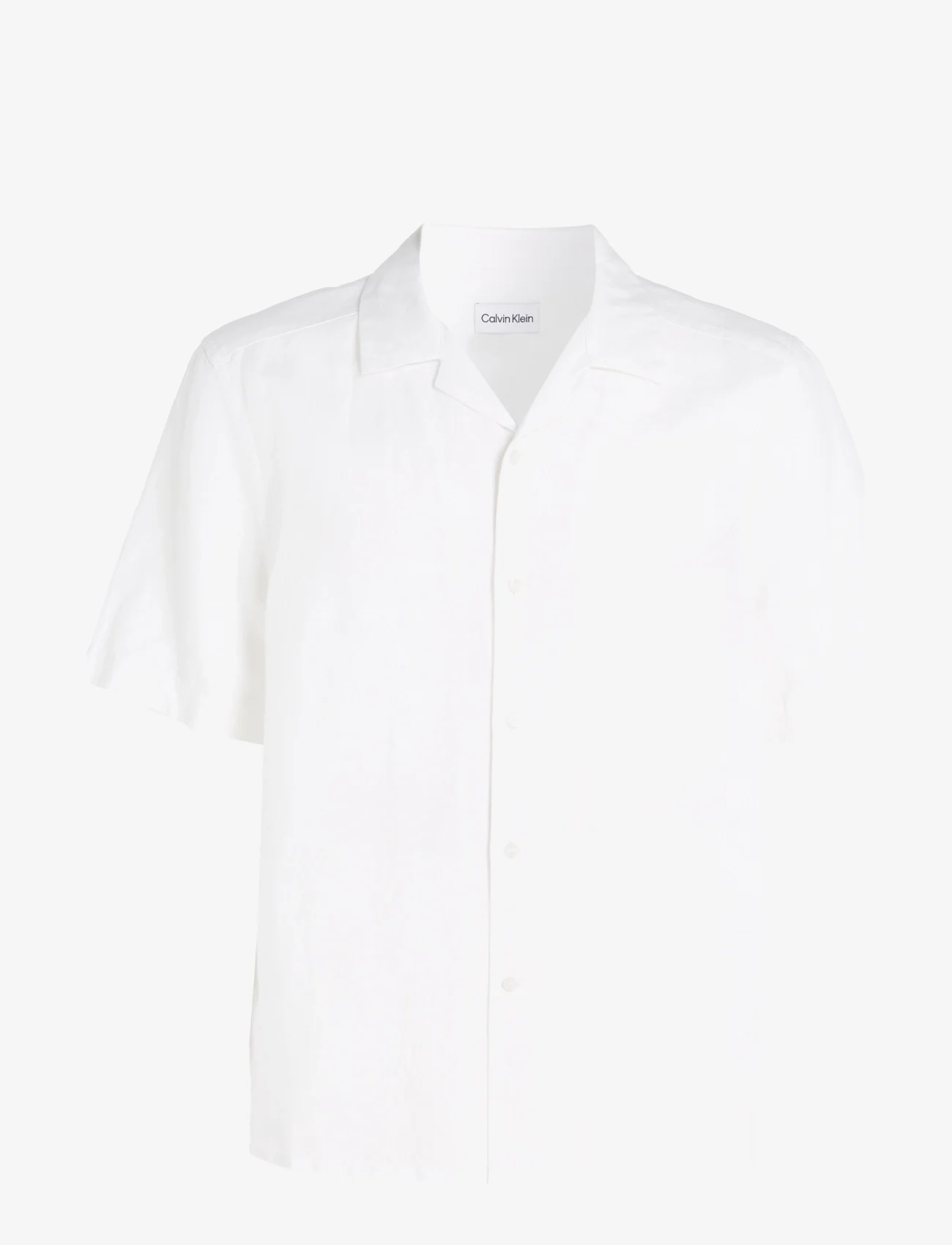 Calvin Klein - LINEN COTTON CUBAN S/S SHIRT - hørskjorter - bright white - 0