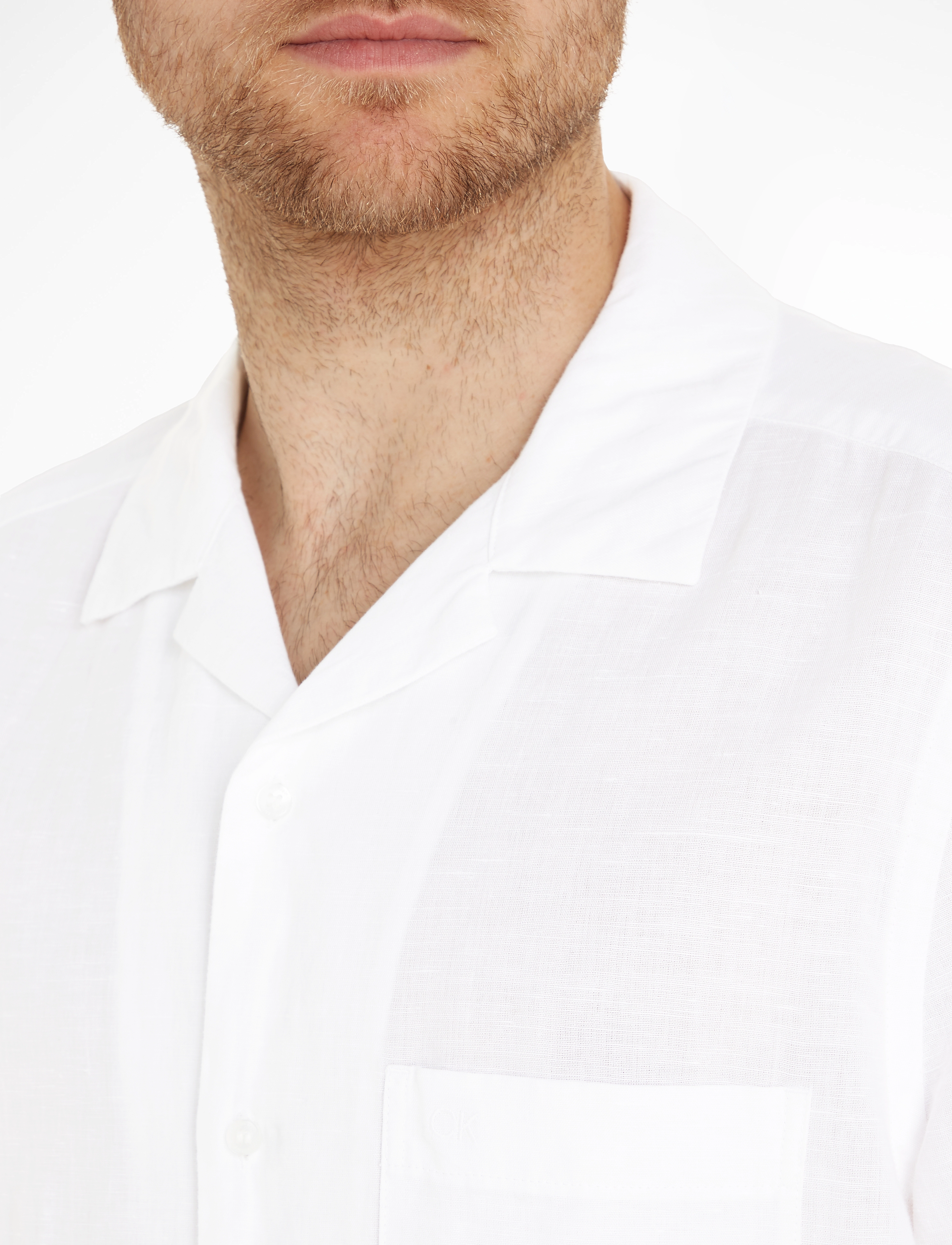 Calvin Klein - LINEN COTTON CUBAN S/S SHIRT - bright white - 3