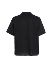 Calvin Klein - LINEN COTTON CUBAN S/S SHIRT - lininiai marškiniai - ck black - 5