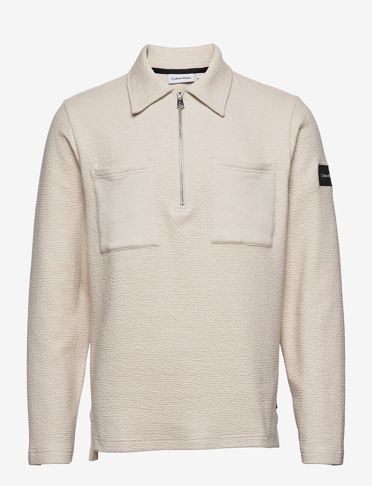 Calvin Klein - SOFT STRUCTURED QUARTER ZIP - stony beige - 0