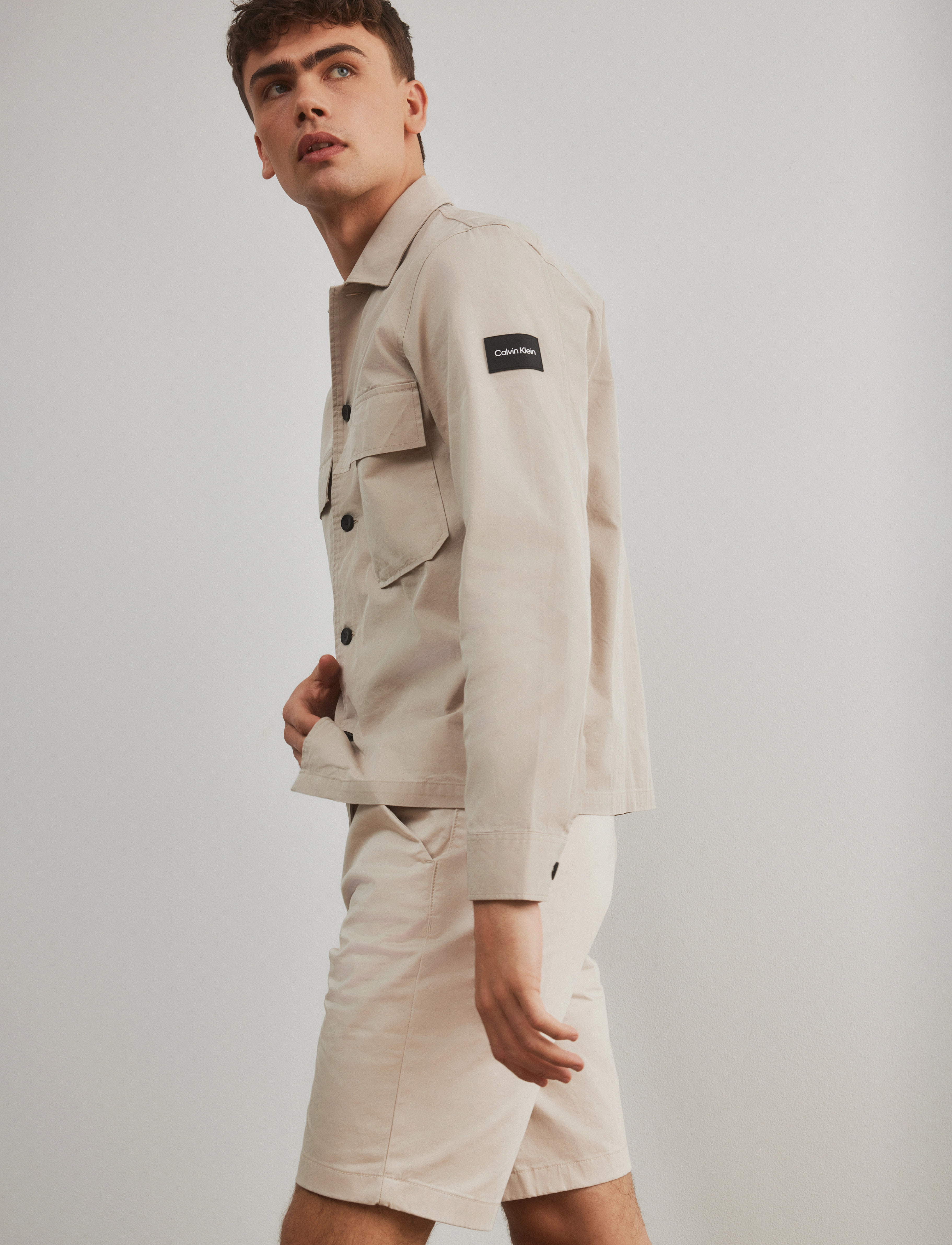 Calvin Klein - COTTON NYLON OVERSHIRT - stony beige - 4