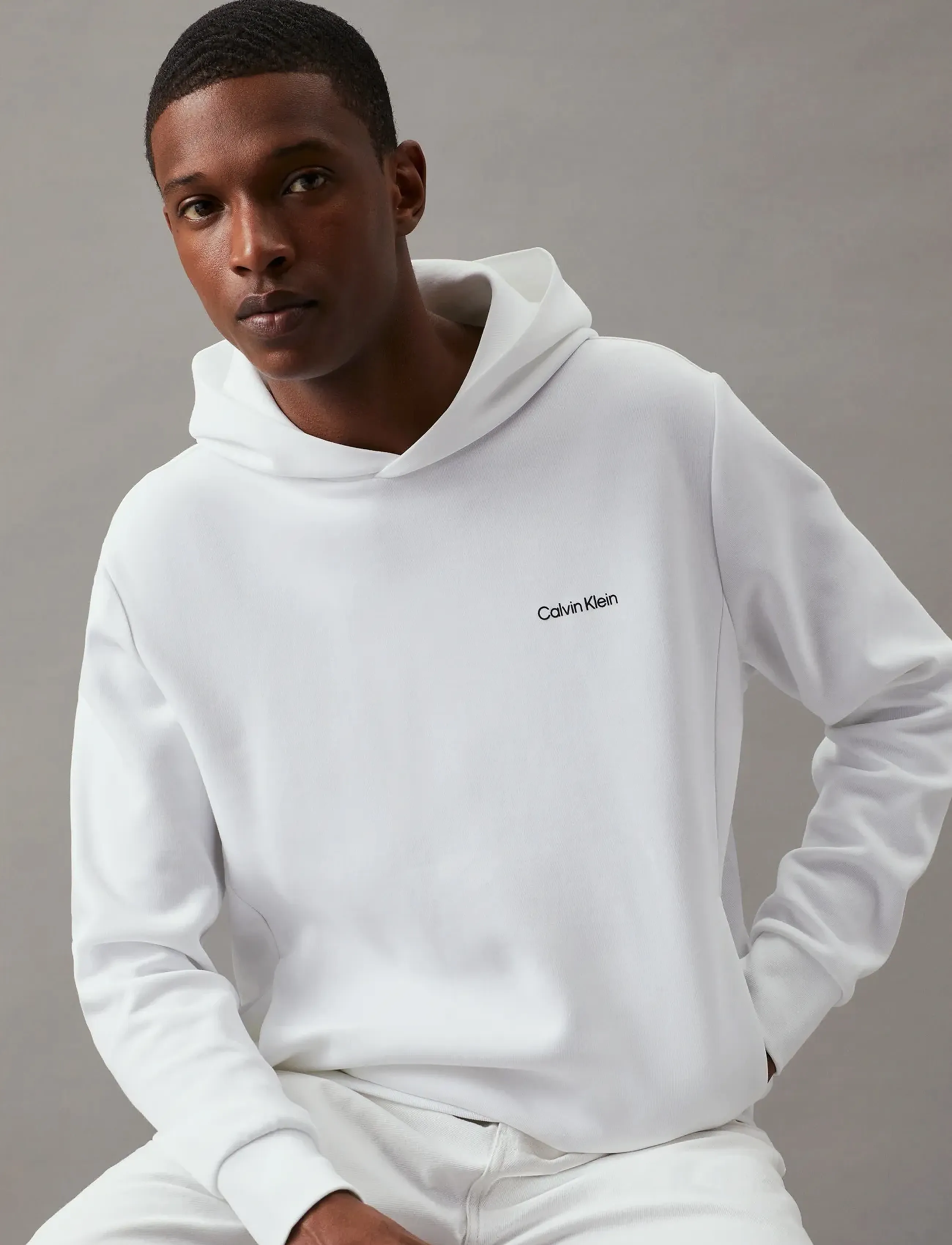Calvin Klein - MICRO LOGO REPREVE HOODIE - bluzy - bright white - 3