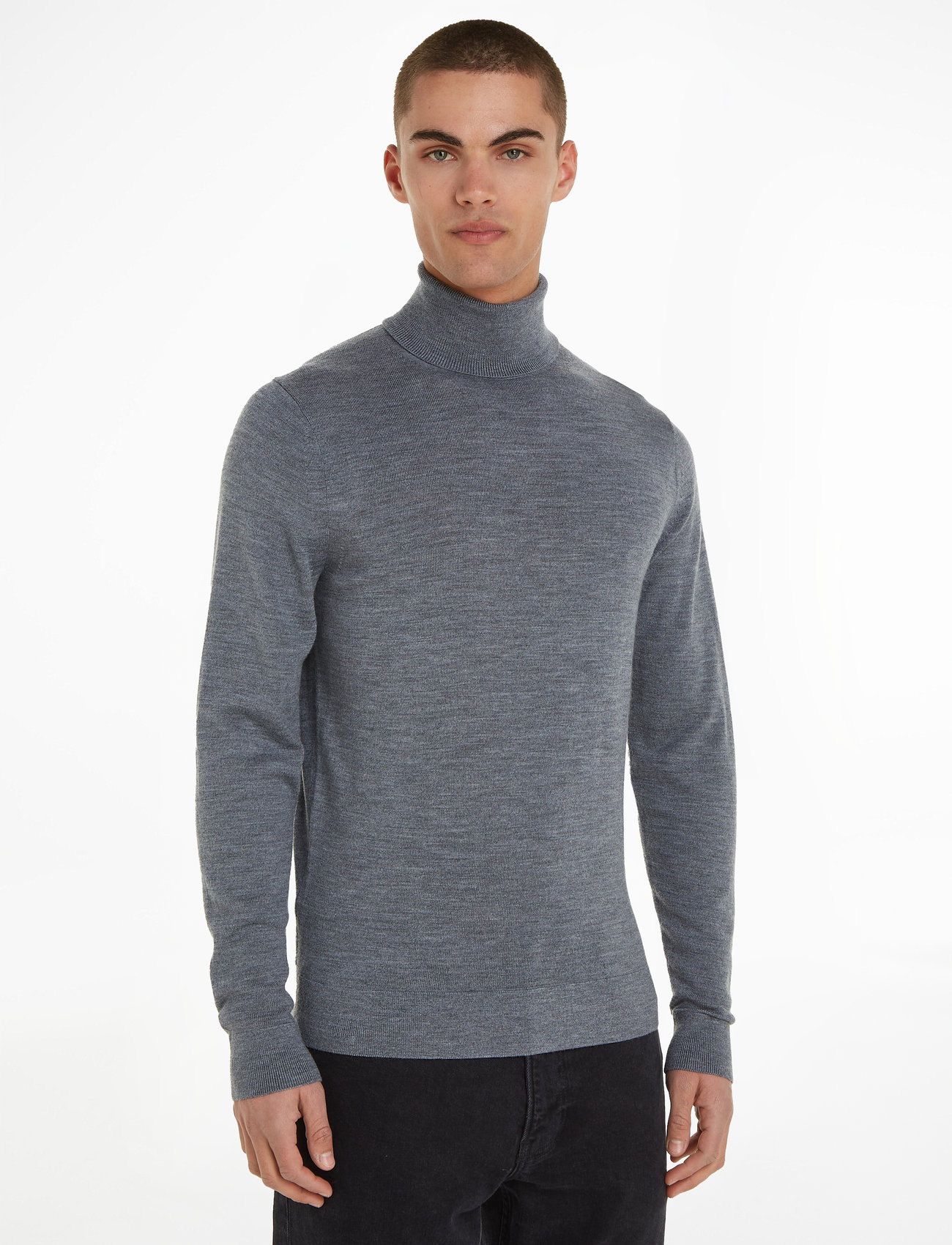 Calvin Klein - SUPERIOR WOOL TURTLE NECK - basic gebreide truien - mid grey heather - 1