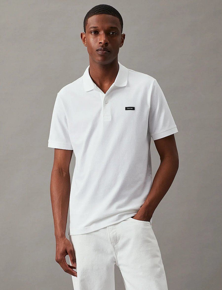 Calvin Klein - STRETCH PIQUE SLIM POLO - kurzärmelig - bright white - 0