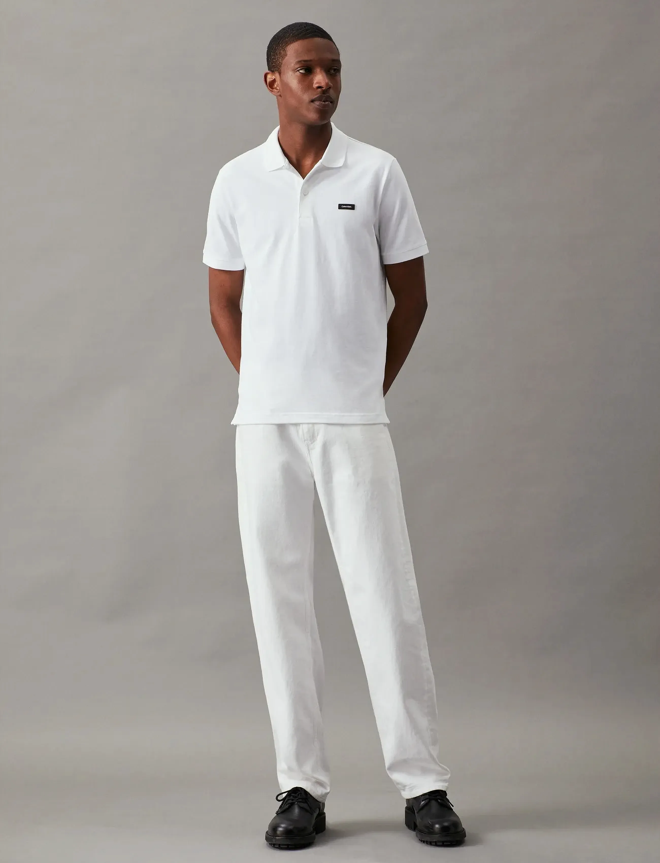 Calvin Klein - STRETCH PIQUE SLIM POLO - short-sleeved polos - bright white - 3
