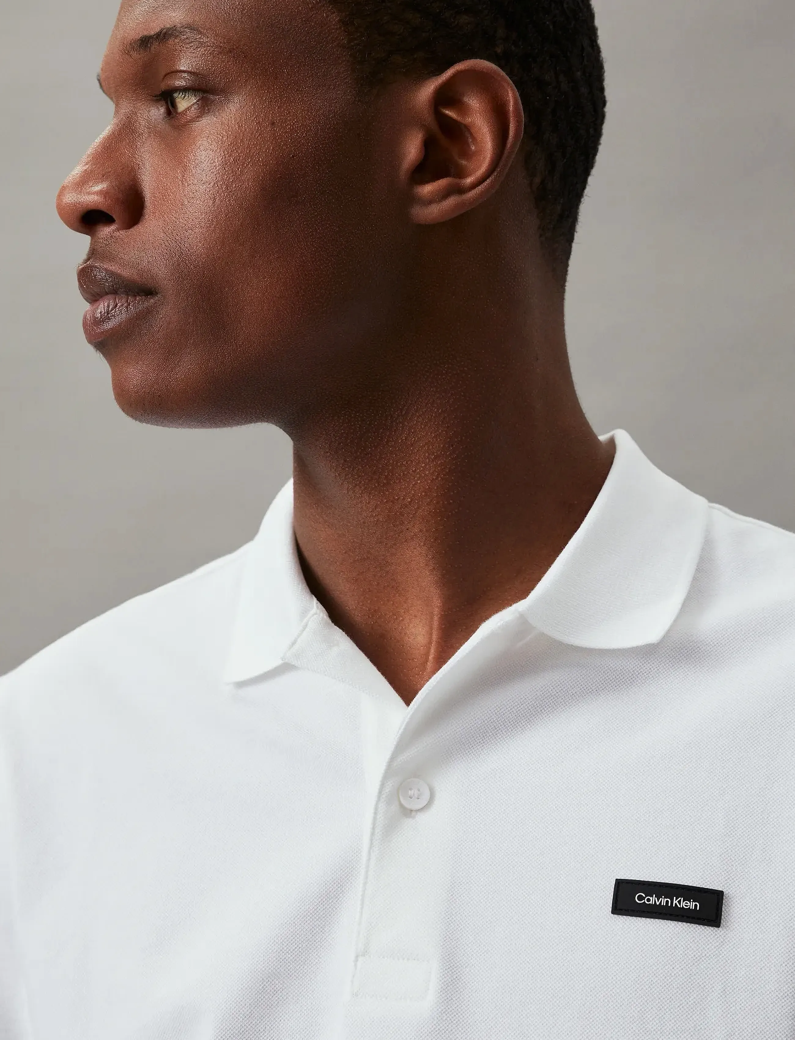 Calvin Klein - STRETCH PIQUE SLIM POLO - short-sleeved polos - bright white - 5