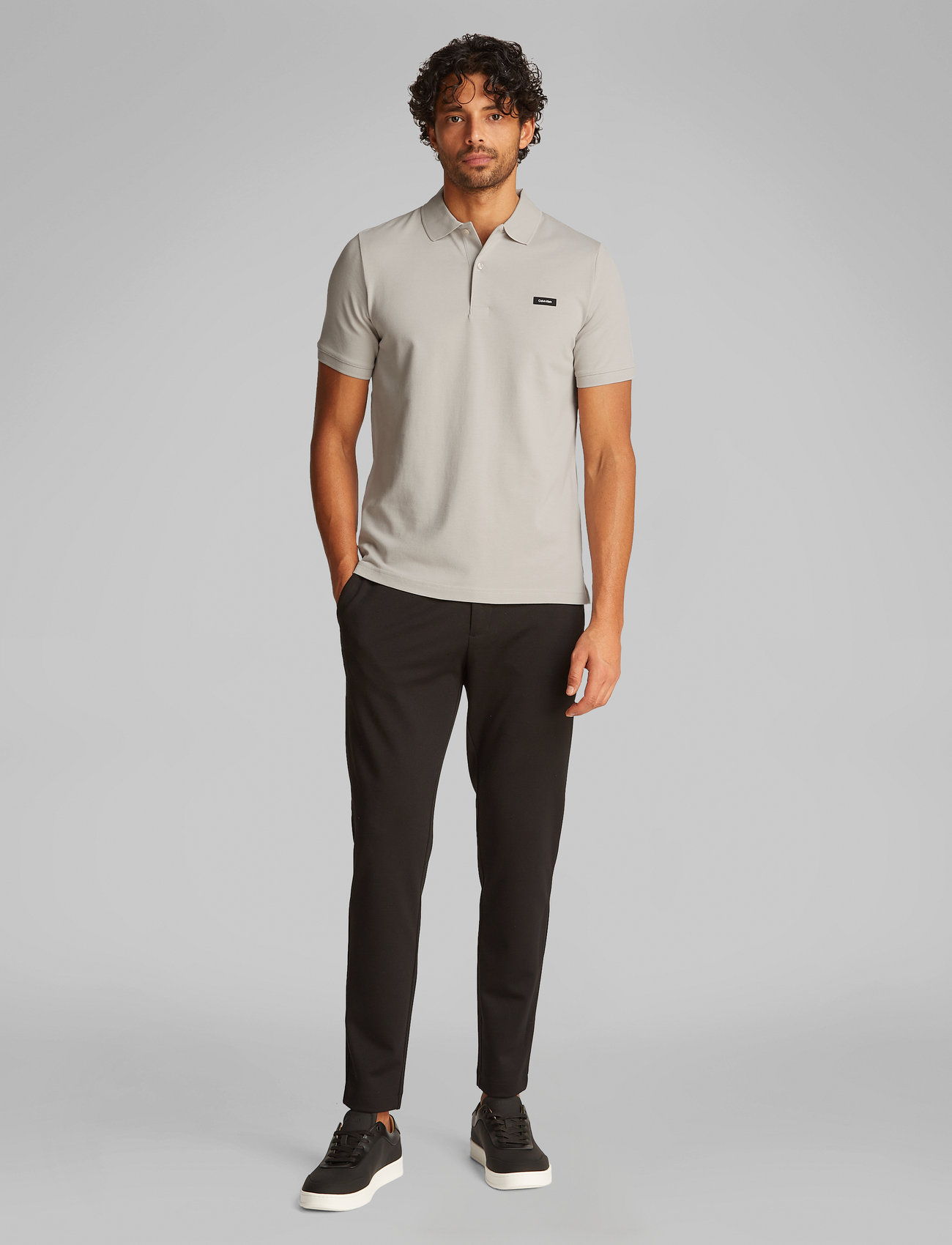 Calvin Klein - STRETCH PIQUE SLIM POLO - kortærmede poloer - dove - 1