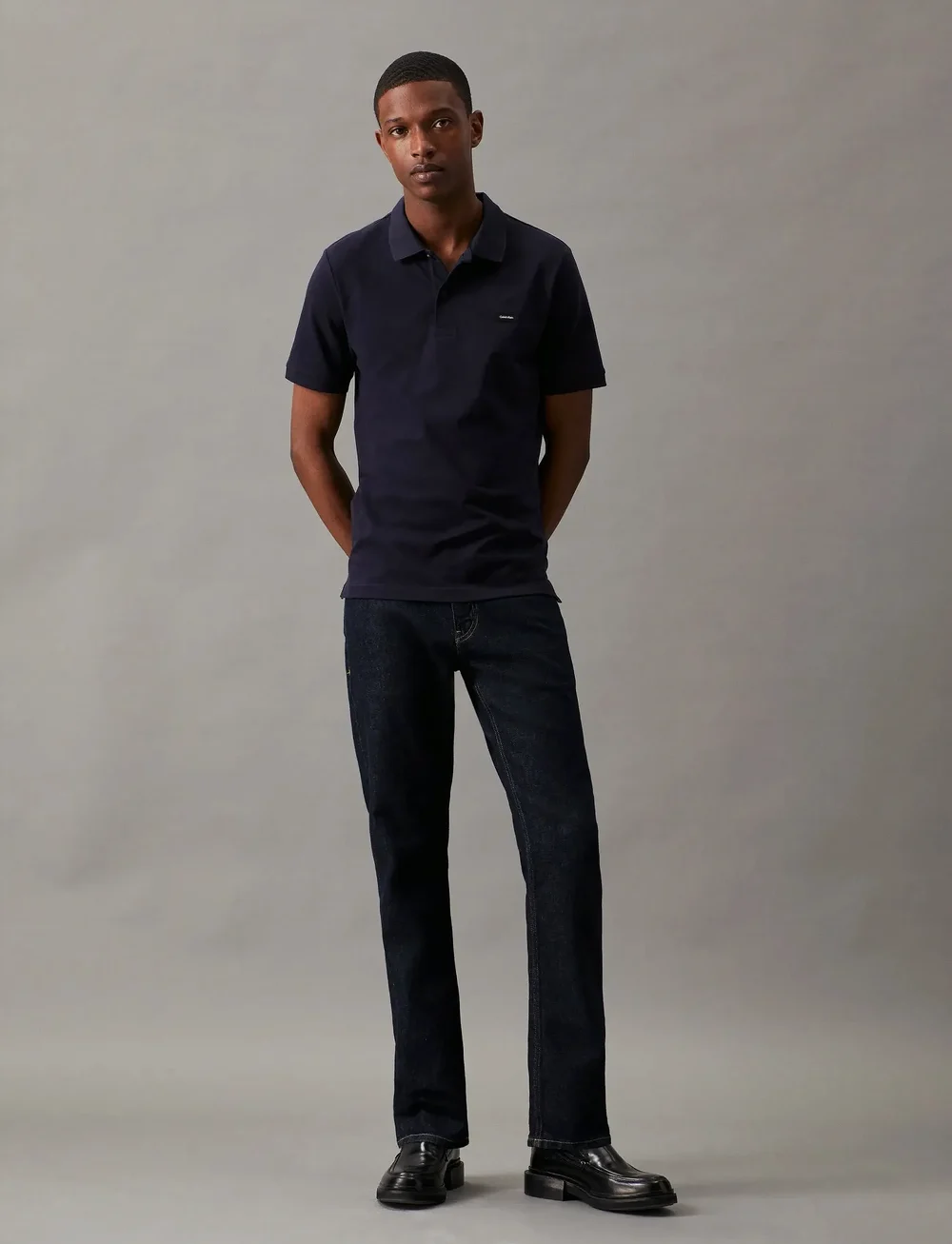 Calvin Klein - STRETCH PIQUE SLIM BUTTON POLO - short-sleeved polos - night sky - 0