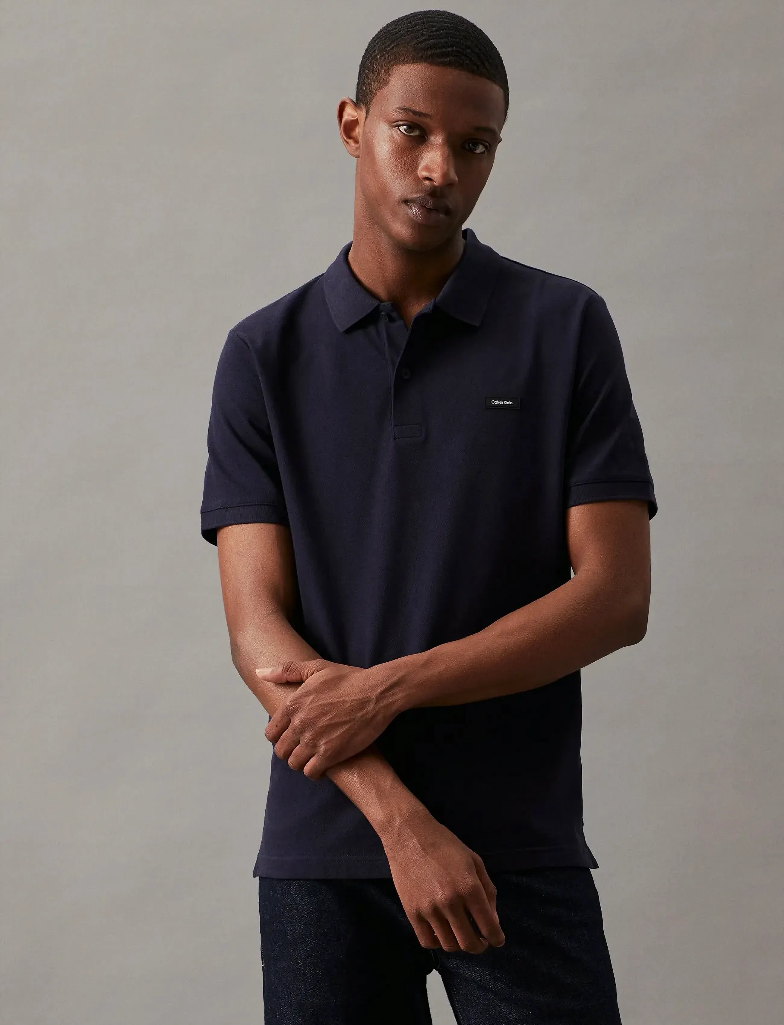 Calvin Klein - STRETCH PIQUE SLIM POLO - kurzärmelig - night sky - 4