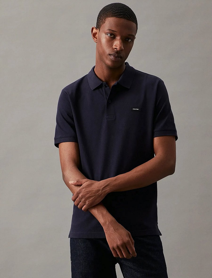 Calvin Klein - STRETCH PIQUE SLIM POLO - kurzärmelig - night sky - 4