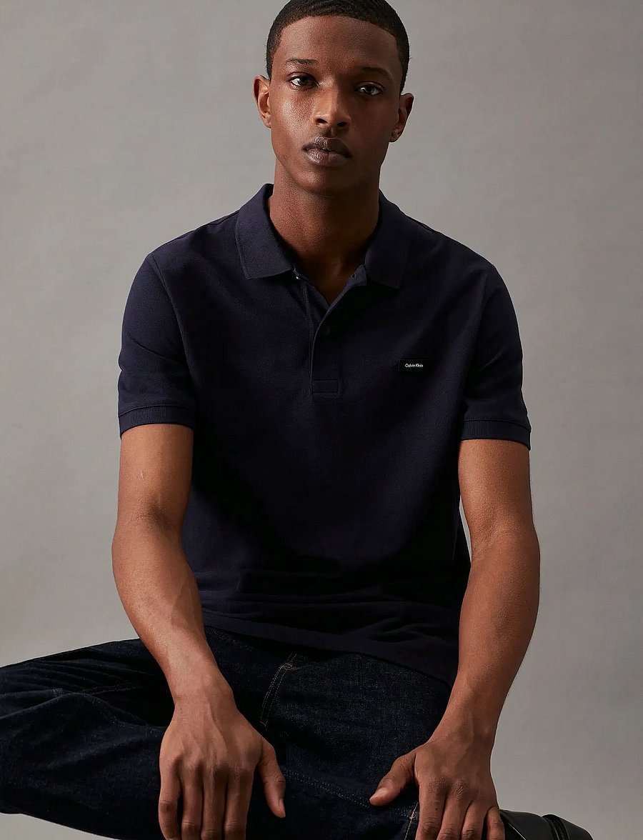 Calvin Klein - STRETCH PIQUE SLIM POLO - kurzärmelig - night sky - 5