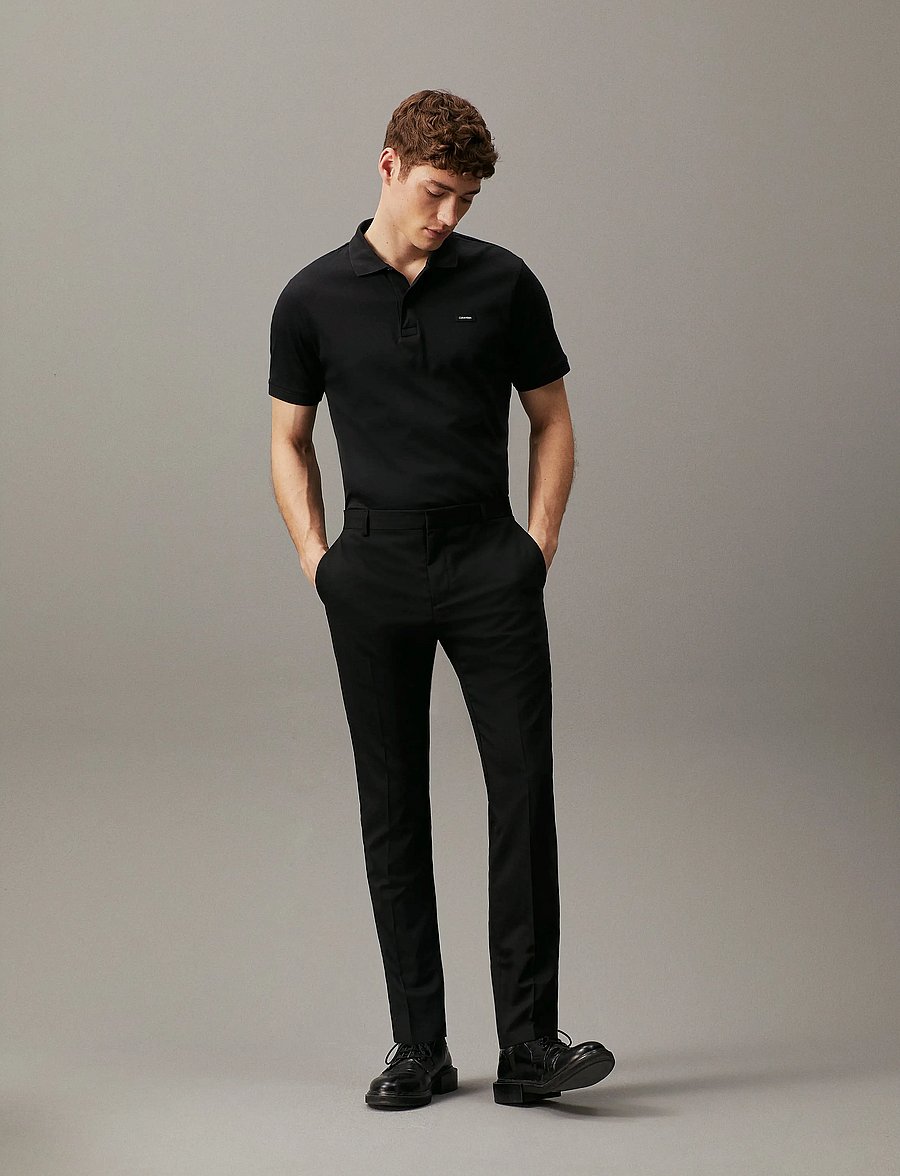 Calvin Klein - SMOOTH COTTON SLIM POLO - short-sleeved polos - ck black - 0