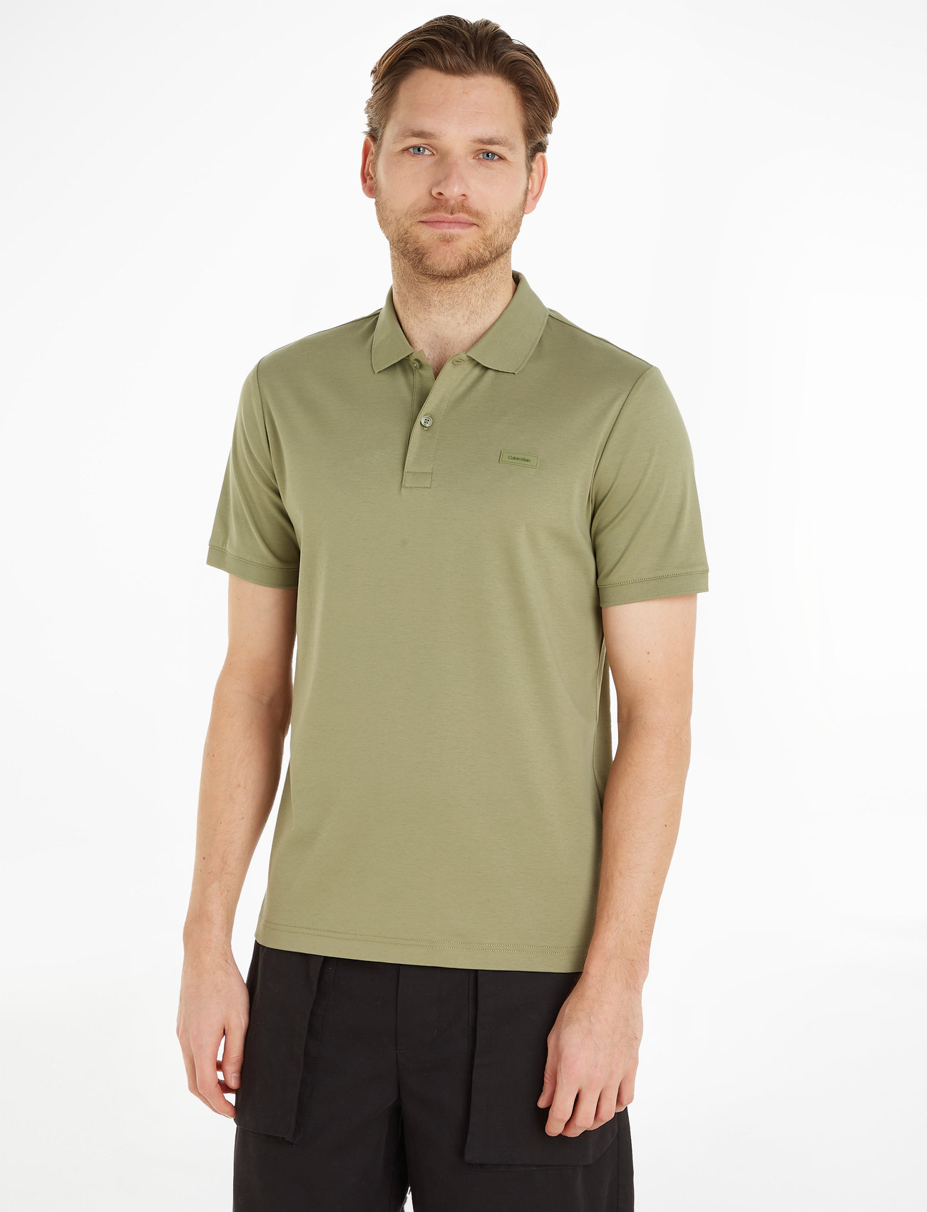 Calvin Klein - SMOOTH COTTON  SLIM POLO - polo shirts - delta green - 1