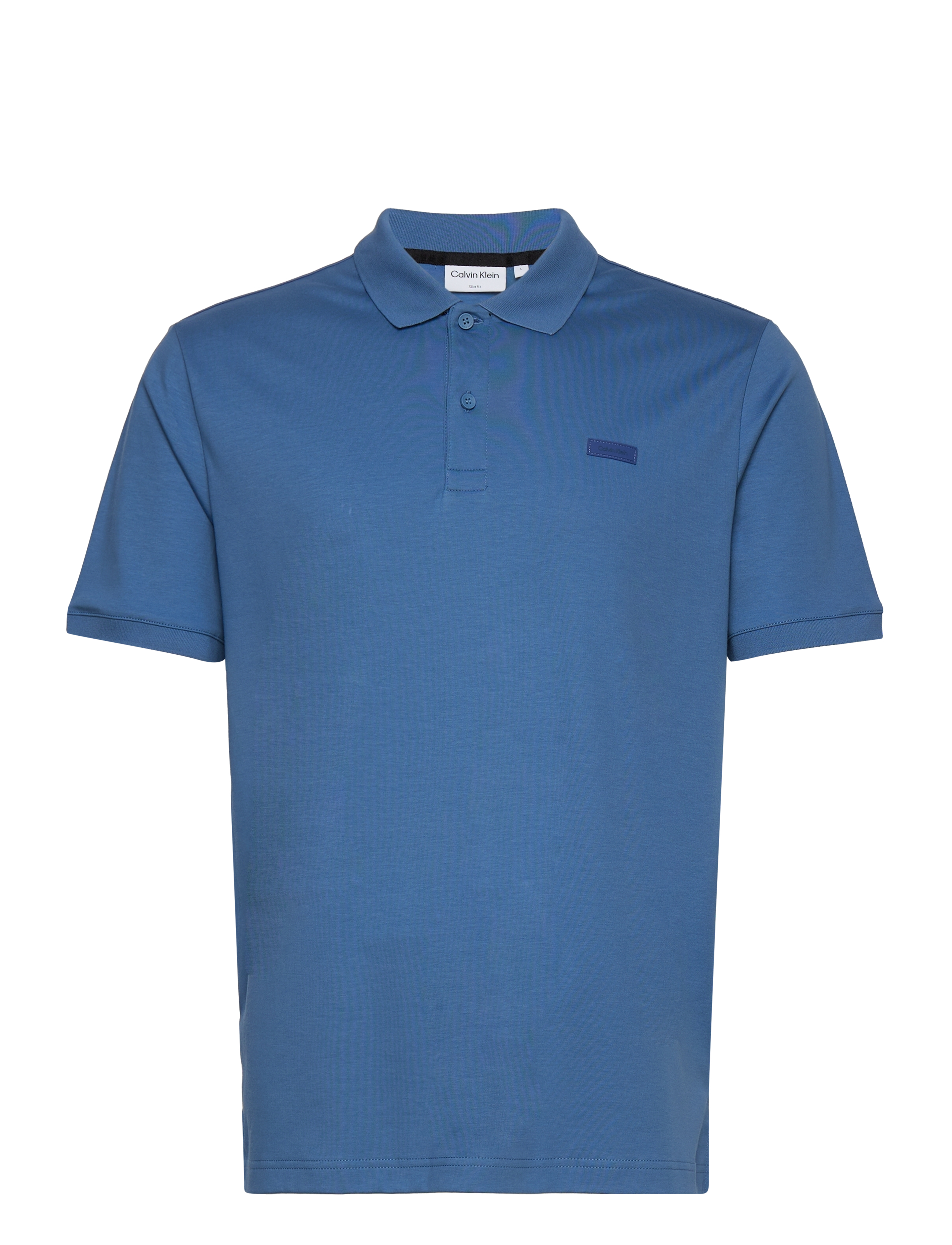 SMOOTH COTTON  SLIM POLO - IRON BLUE