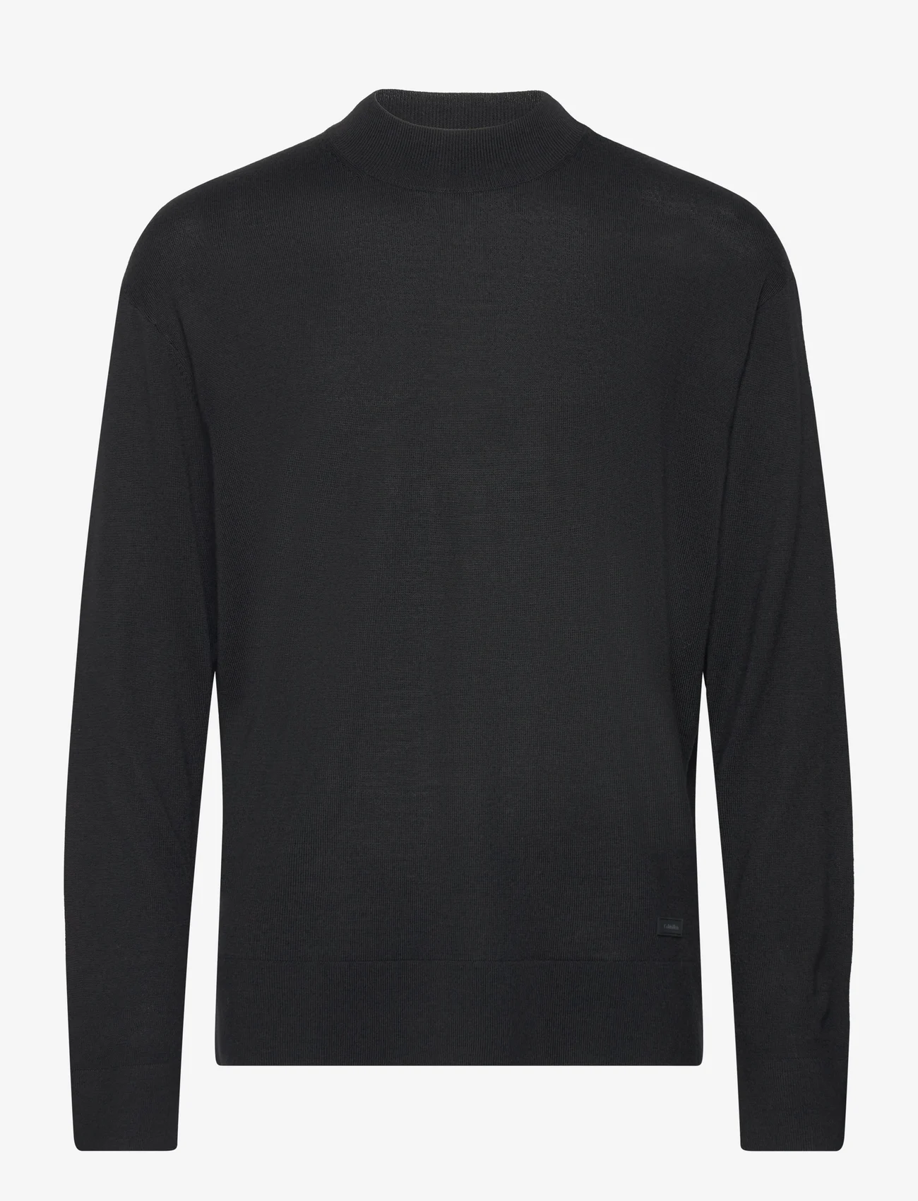 Calvin Klein - MERINO MINI MOCK NECK SWEATER - knitted round necks - ck black - 0