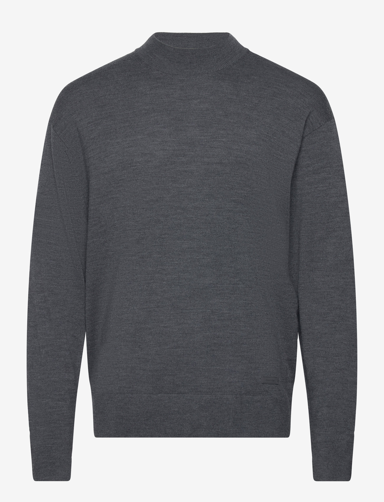 Calvin Klein - MERINO MINI MOCK NECK SWEATER - dark grey heather - 0