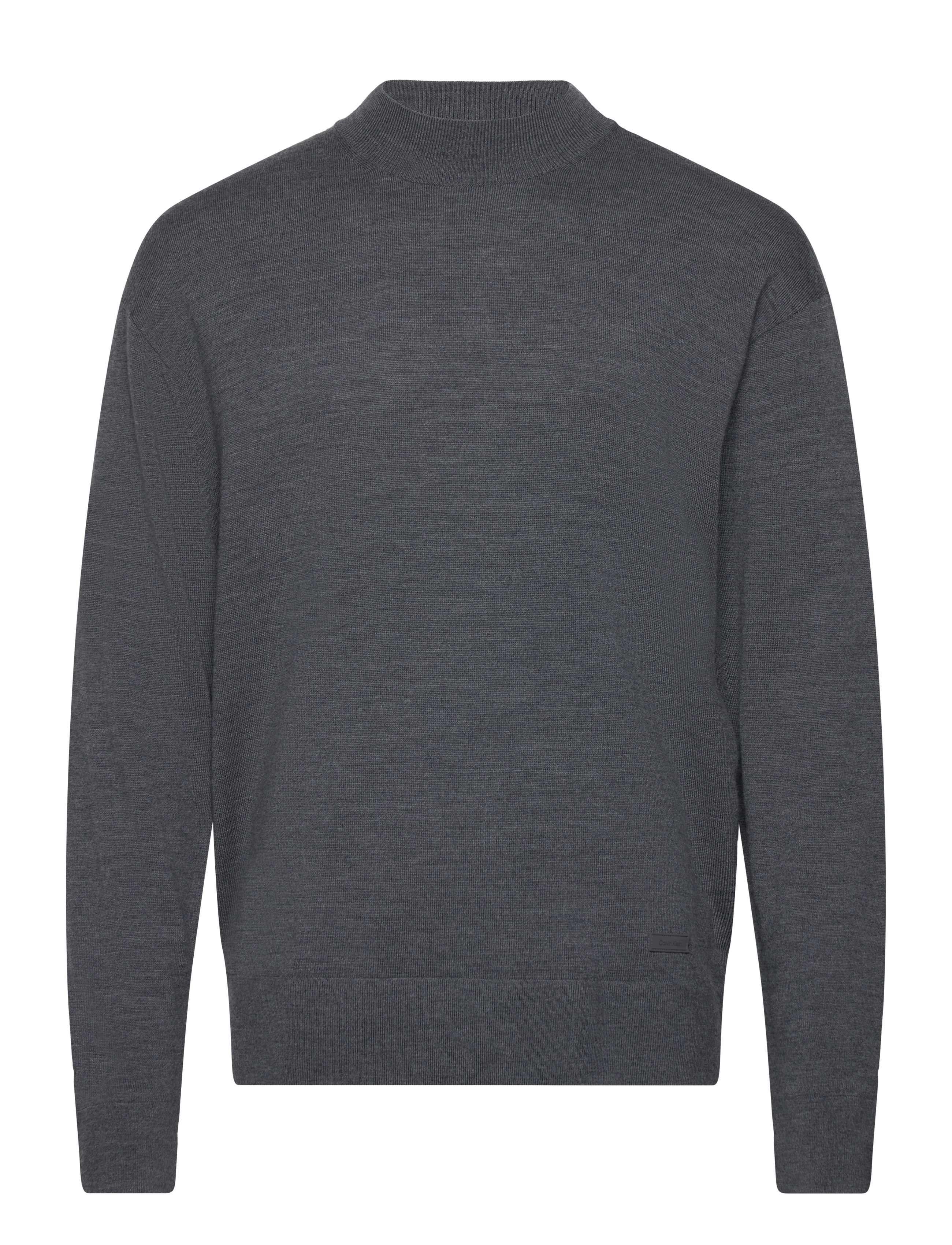 MERINO MINI MOCK NECK SWEATER - DARK GREY HEATHER
