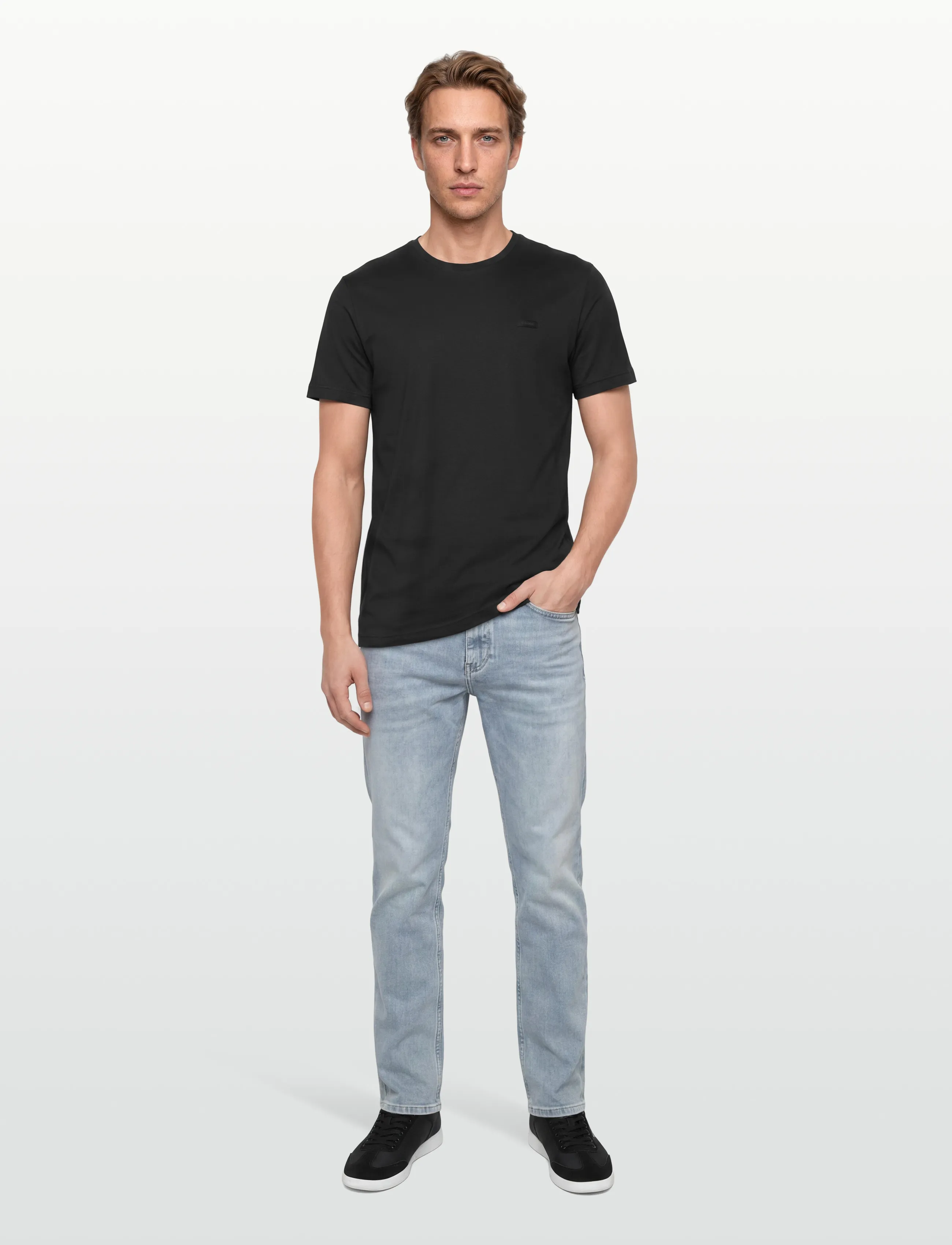 Calvin Klein Smooth Cotton T-Shirt, S, Black, T-Shirts > Kortærmede, Herre