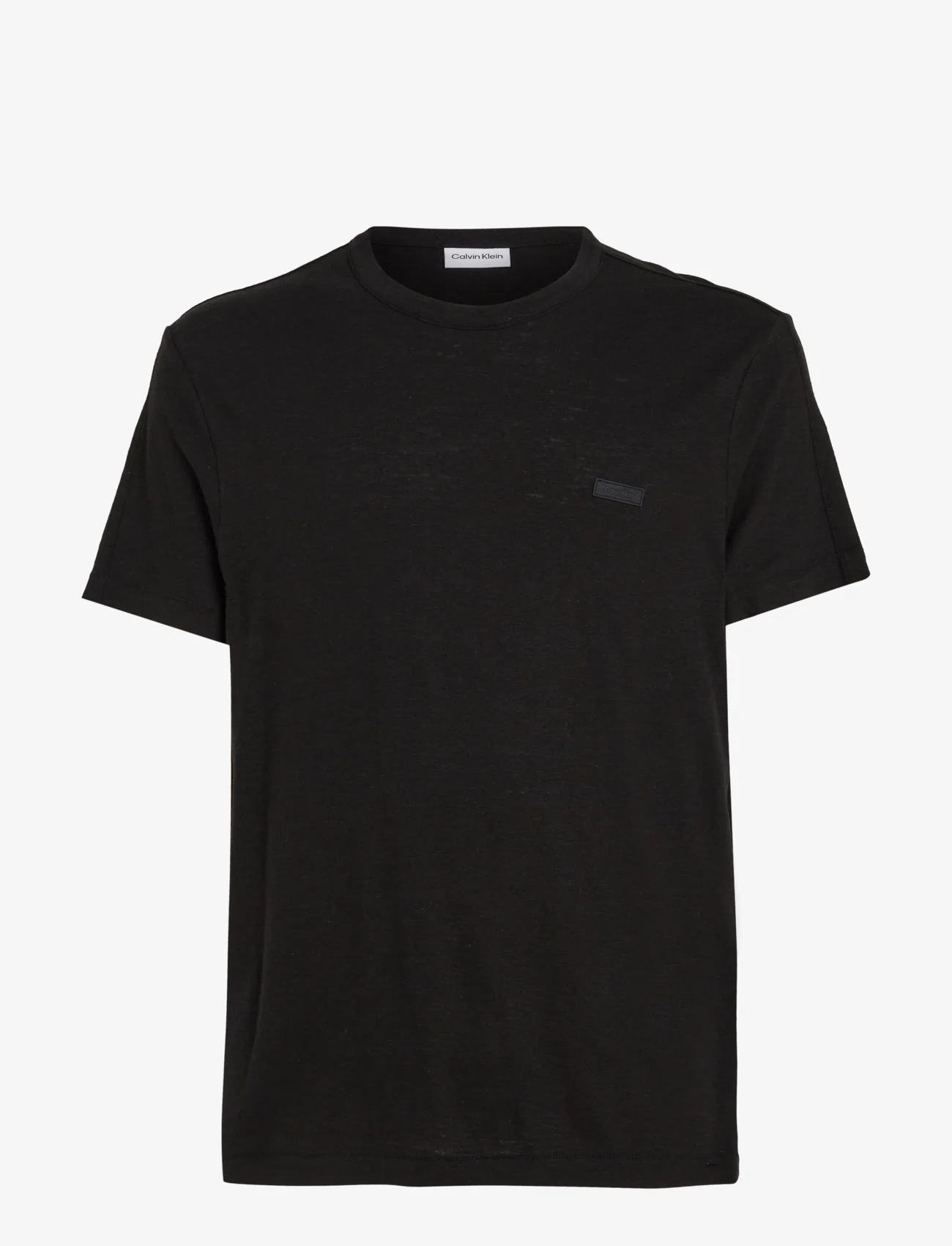 Calvin Klein - COTTON LINEN T-SHIRT - basic t-shirts - ck black - 0