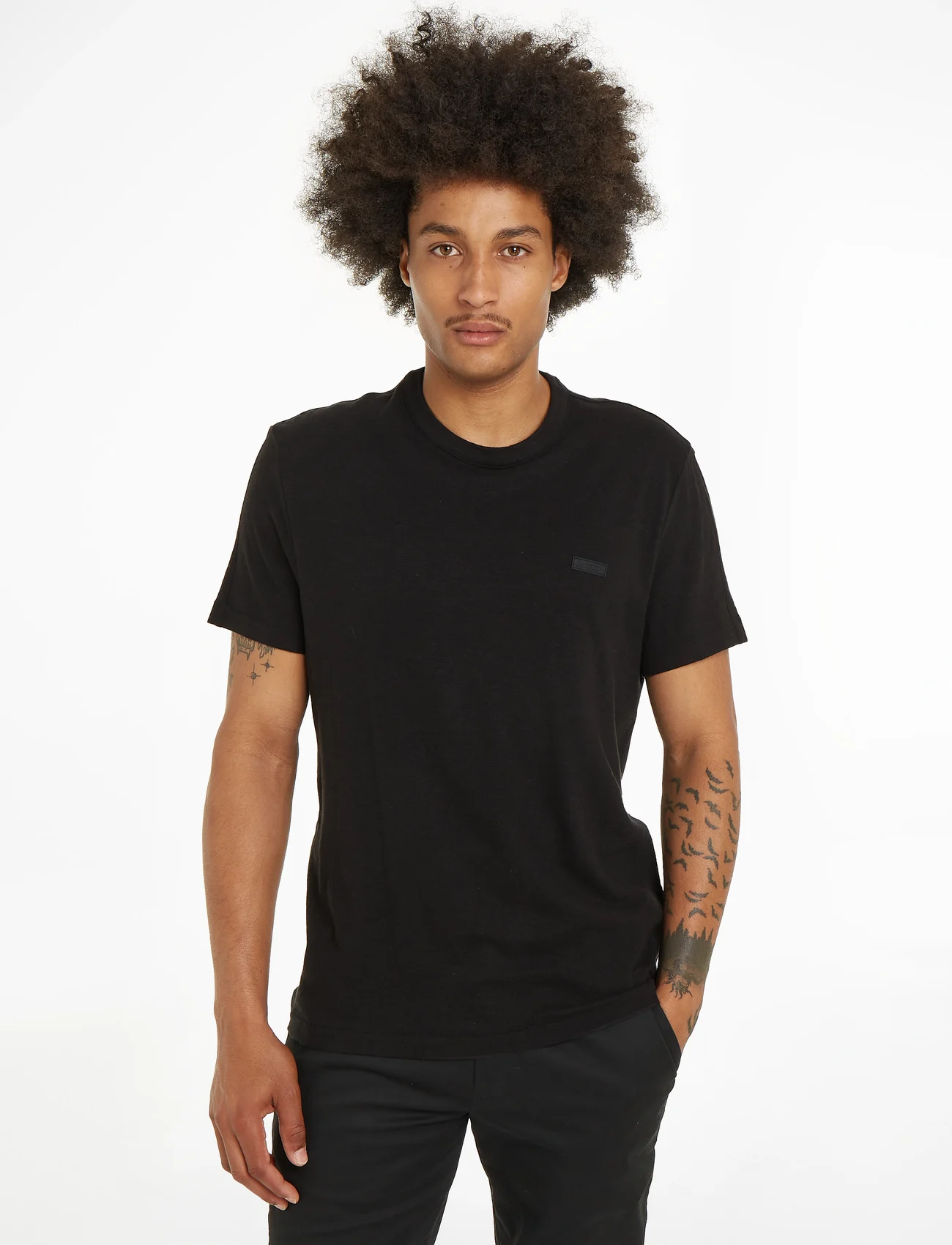 Calvin Klein - COTTON LINEN T-SHIRT - basic t-shirts - ck black - 1
