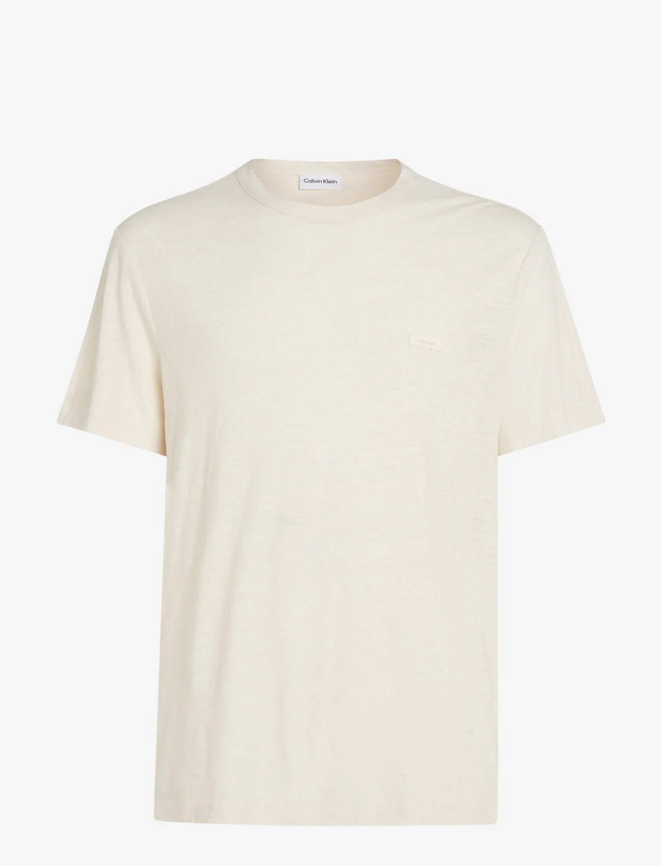 Calvin Klein - COTTON LINEN T-SHIRT - t-shirts - egret - 0