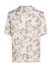 Calvin Klein - VISCOSE FLOWER AOP S/S SHIRT - short-sleeved shirts - egret / fresh clay flowers - 4