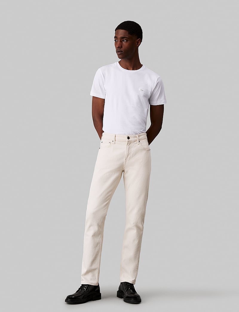 Calvin Klein - STRETCH SLIM FIT T-SHIRT - lyhythihaiset - bright white - 3