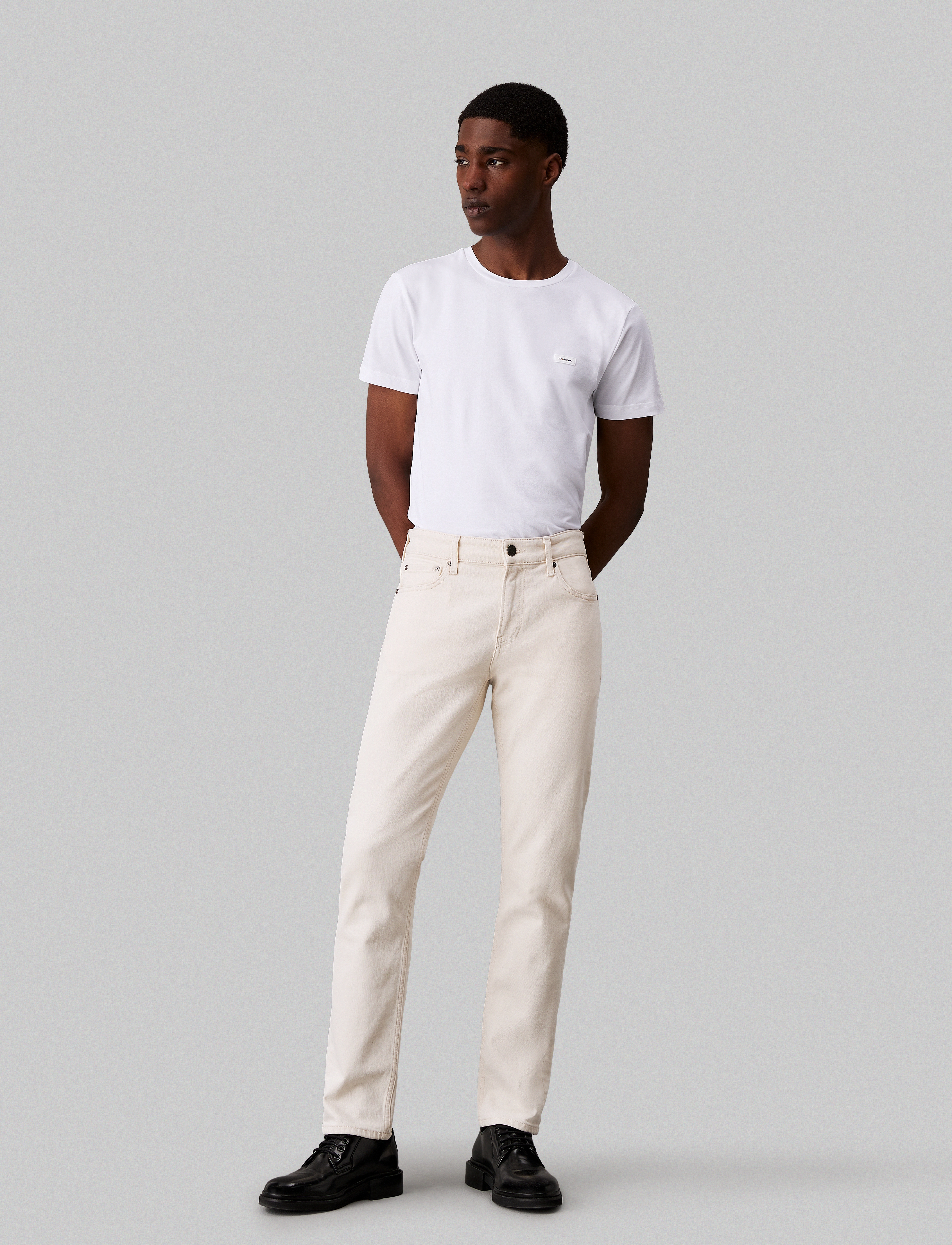 Calvin Klein - STRETCH SLIM FIT T-SHIRT - kortærmede t-shirts - bright white - 3