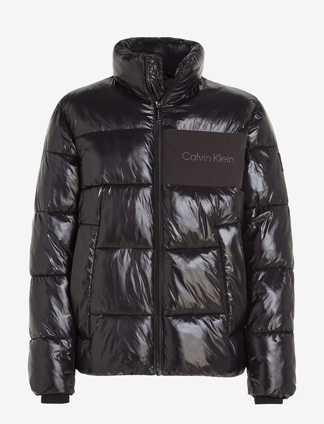 Calvin Klein - GLOSSY HIGH SHINE QUILT JACKET - Žieminės striukės - ck black - 0