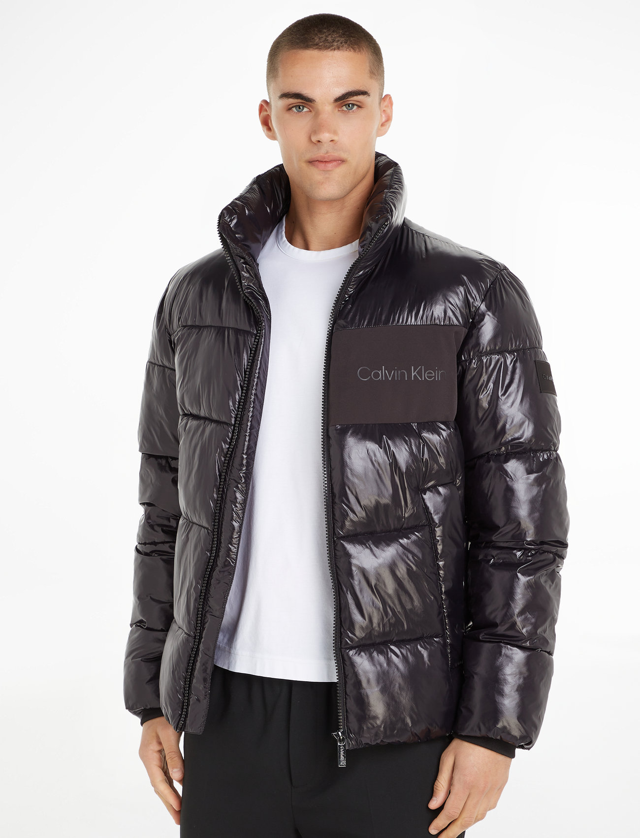Calvin Klein - GLOSSY HIGH SHINE QUILT JACKET - winter jackets - ck black - 1