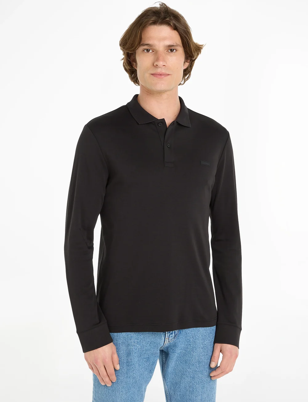Calvin Klein - LIQUID TOUCH SLIM LS POLO - pikkade varrukatega polod - ck black - 0