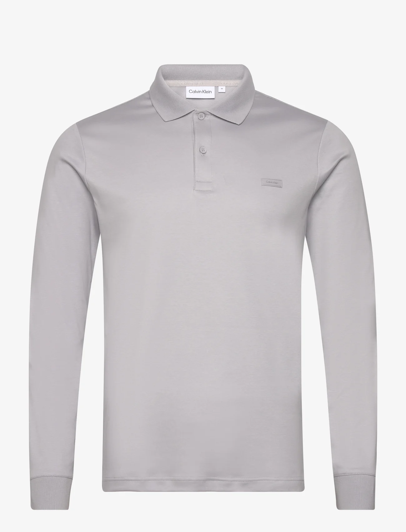 Calvin Klein - SMOOTH COTTON SLIM LS POLO - polo marškinėliai ilgomis rankovėmis - silver sconce - 0